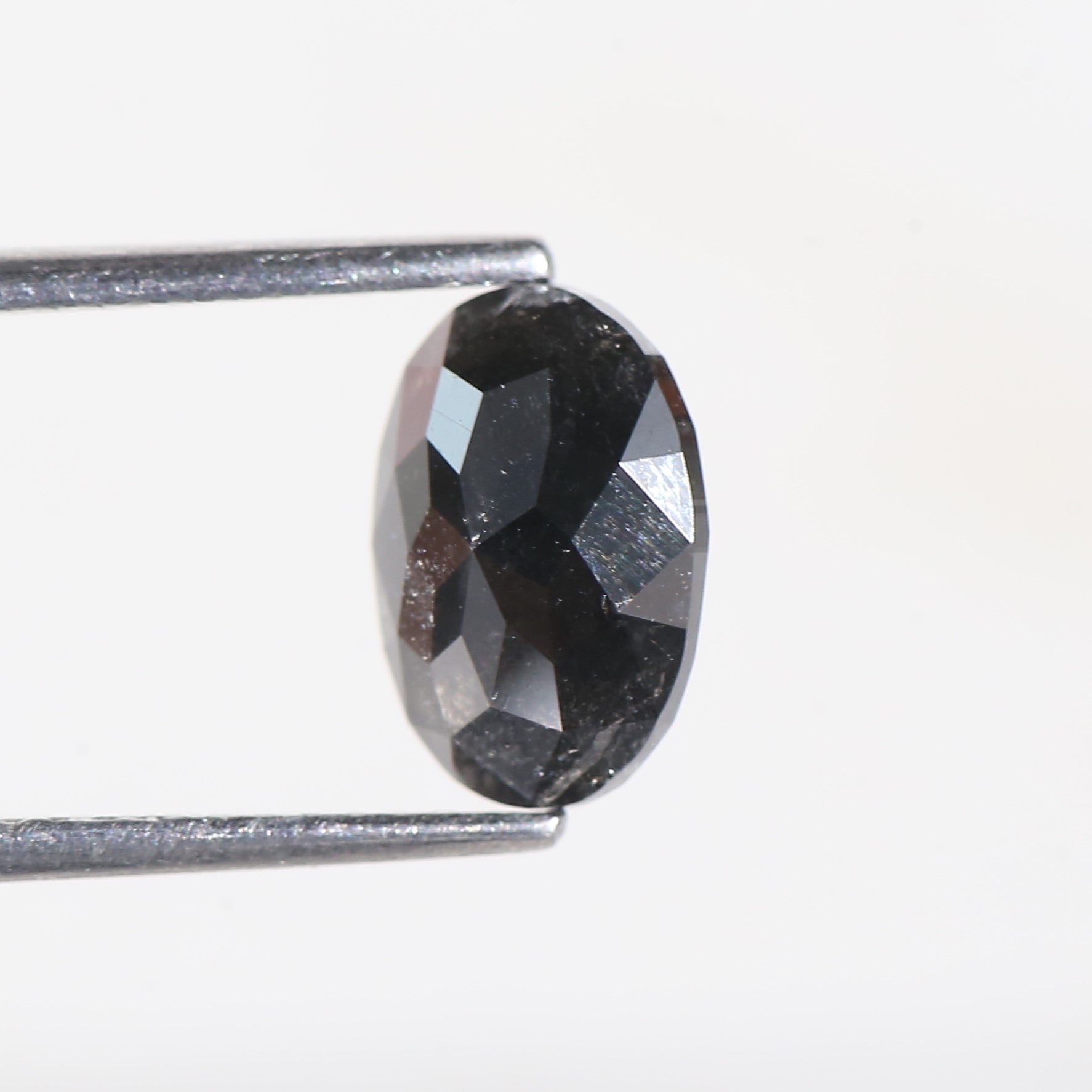 2 Carat Natural Oval Rose Cut Black Salt and Pepper Diamond 9.2 MM