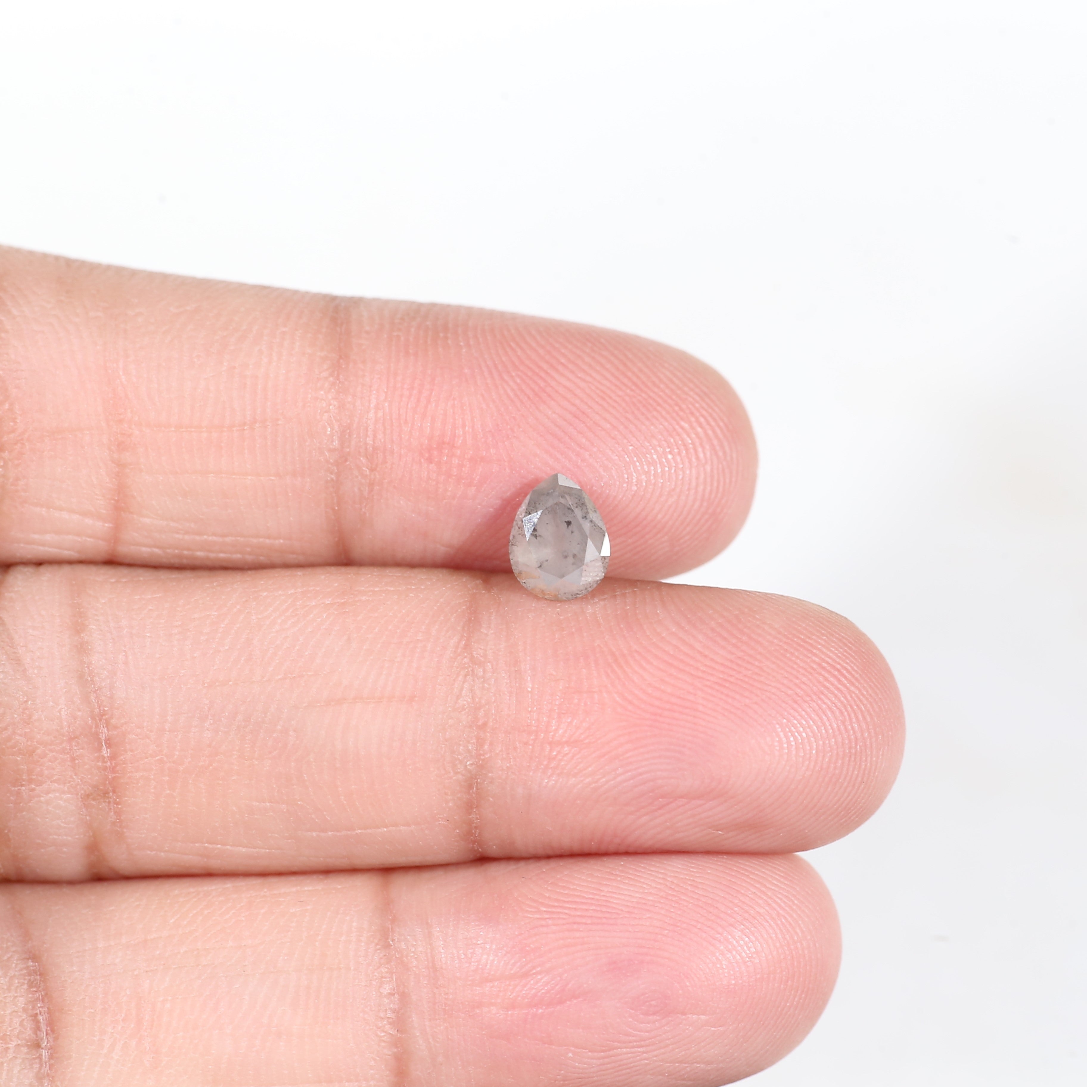 1.11 Carat Loose Pear Gray Salt and Pepper Diamond 6.9 MM