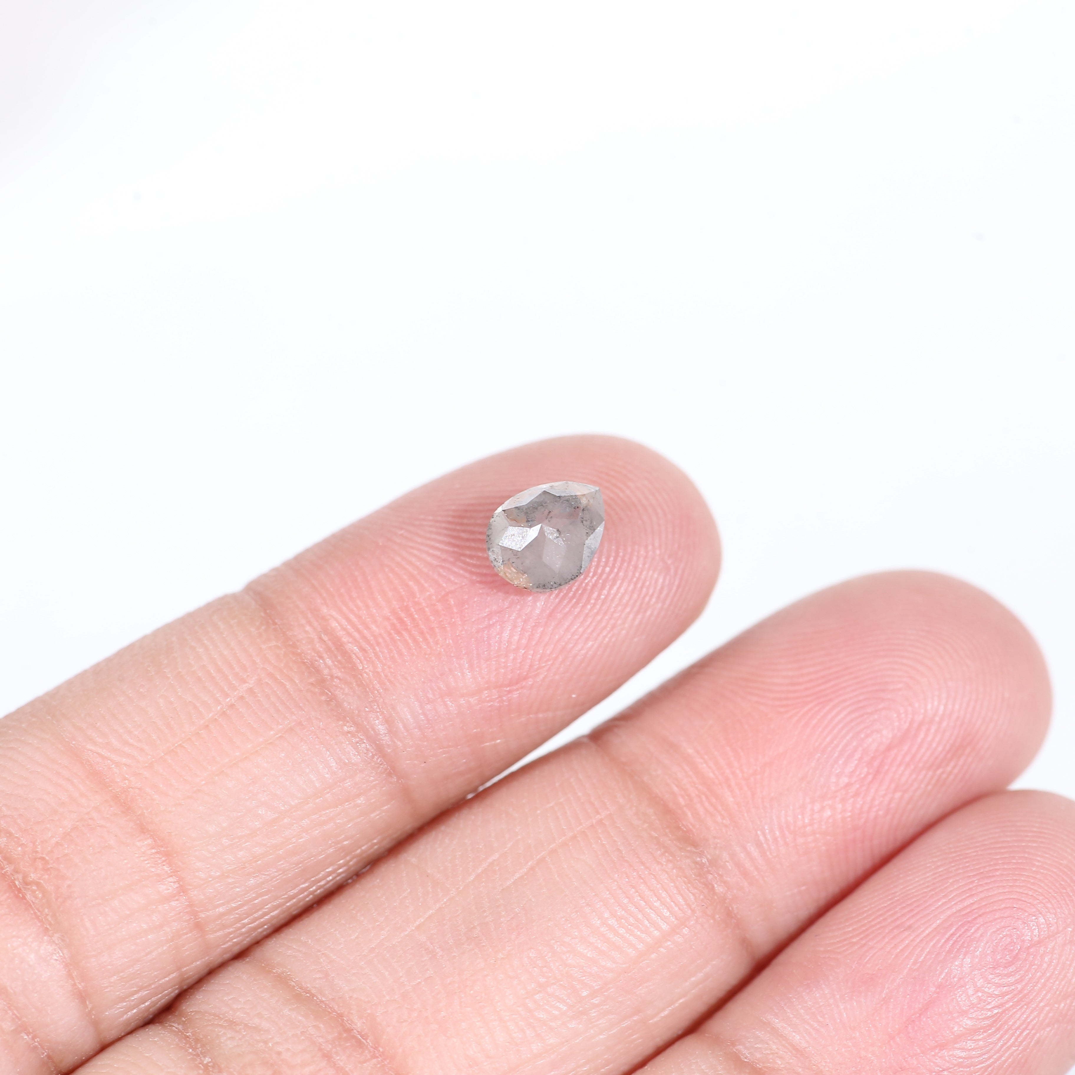 1.11 Carat Loose Pear Gray Salt and Pepper Diamond 6.9 MM