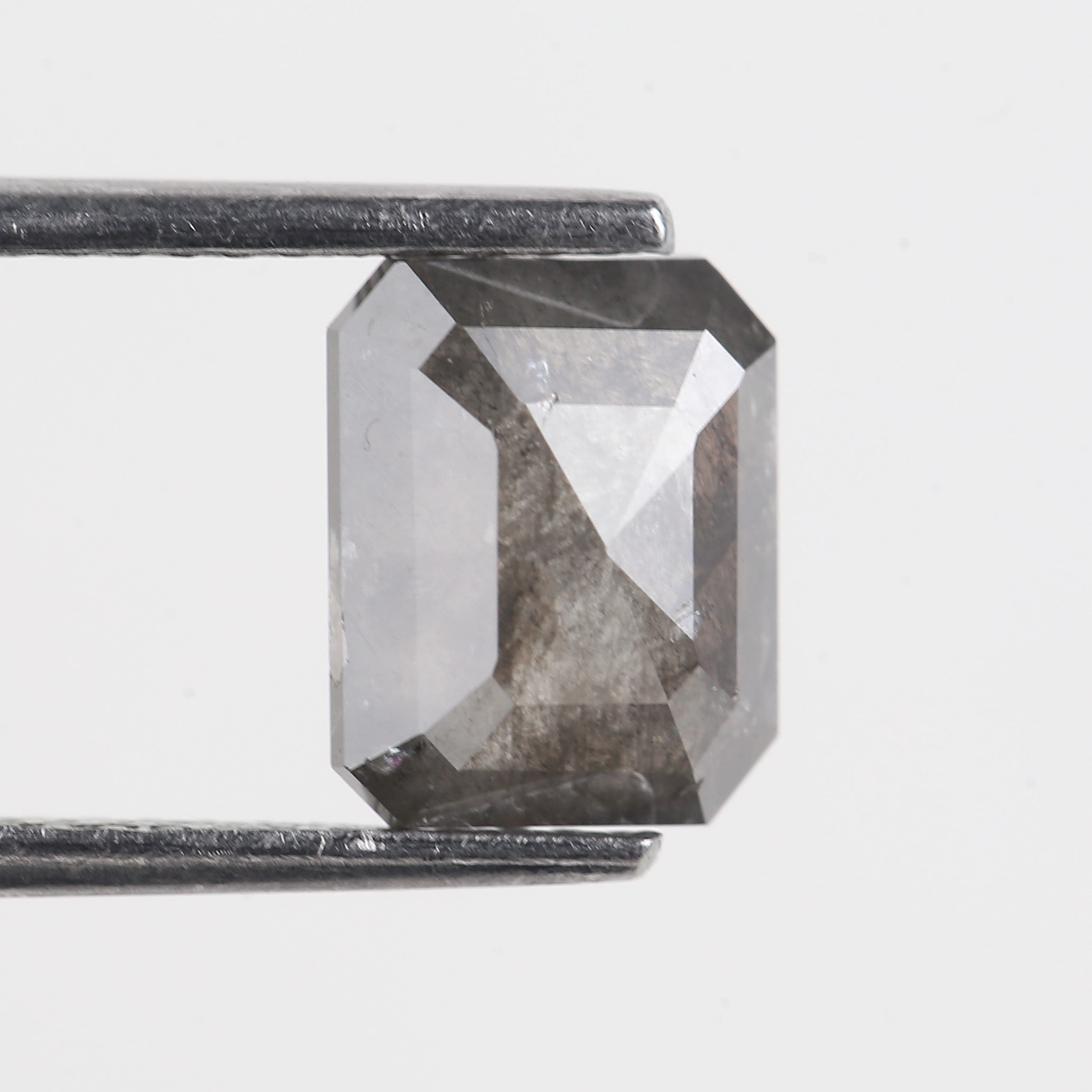 2 Carat Salt And Pepper Diamond Emerald Cut Gray Natural Loose 8.17 MM