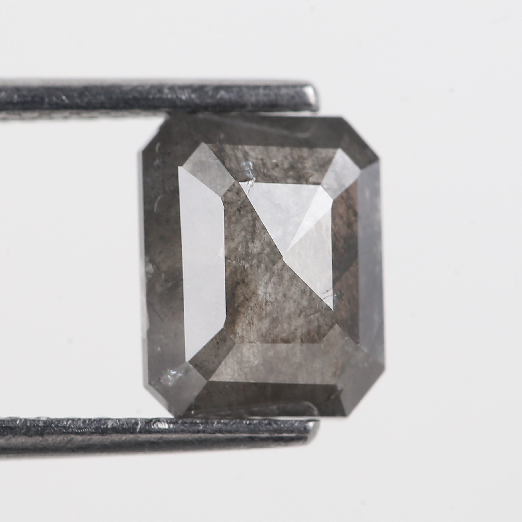 2 Carat Salt And Pepper Diamond Emerald Cut Gray Natural Loose 8.17 MM