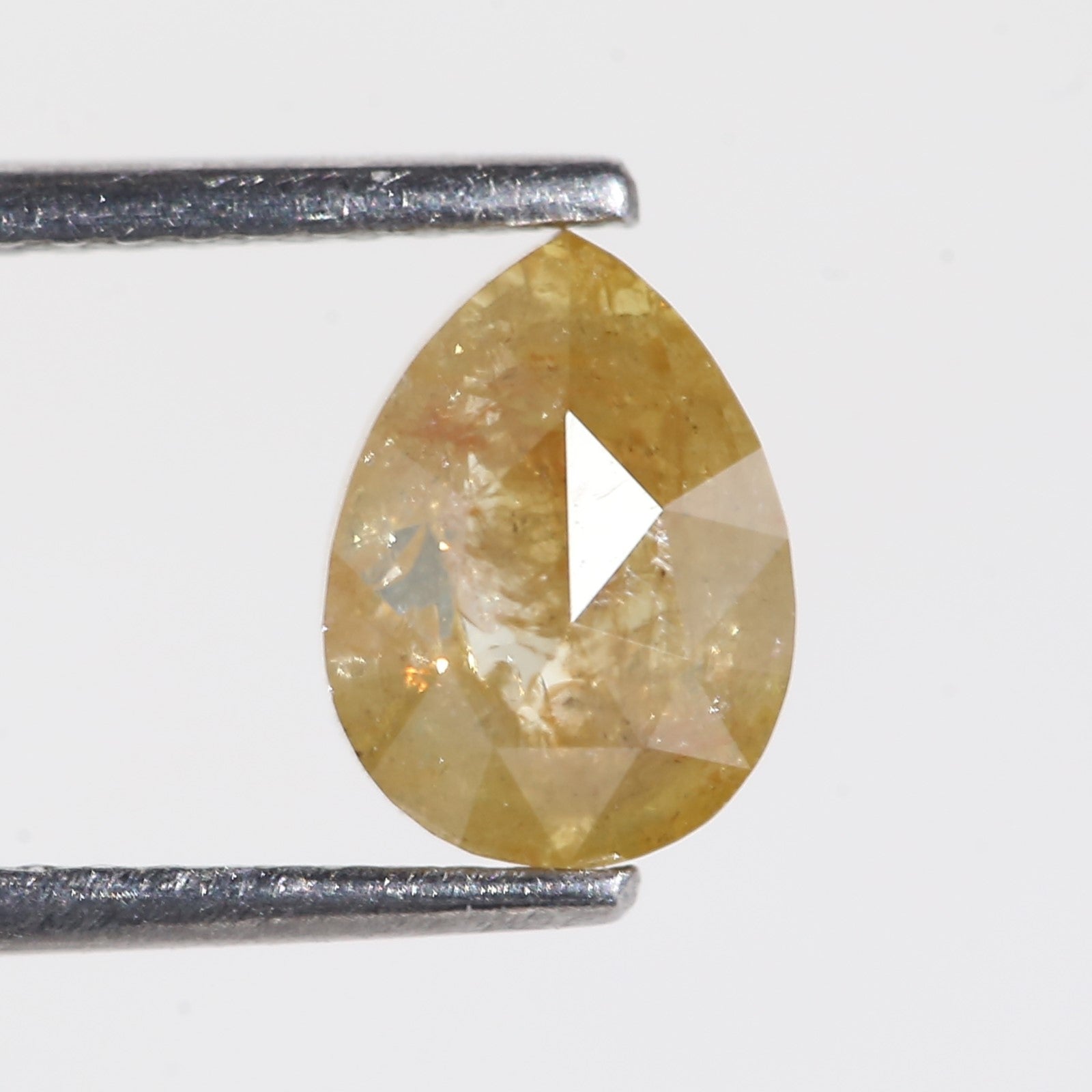 1.3 Carat Yellow Pear Cut Salt and Pepper Diamond 7.8 MM