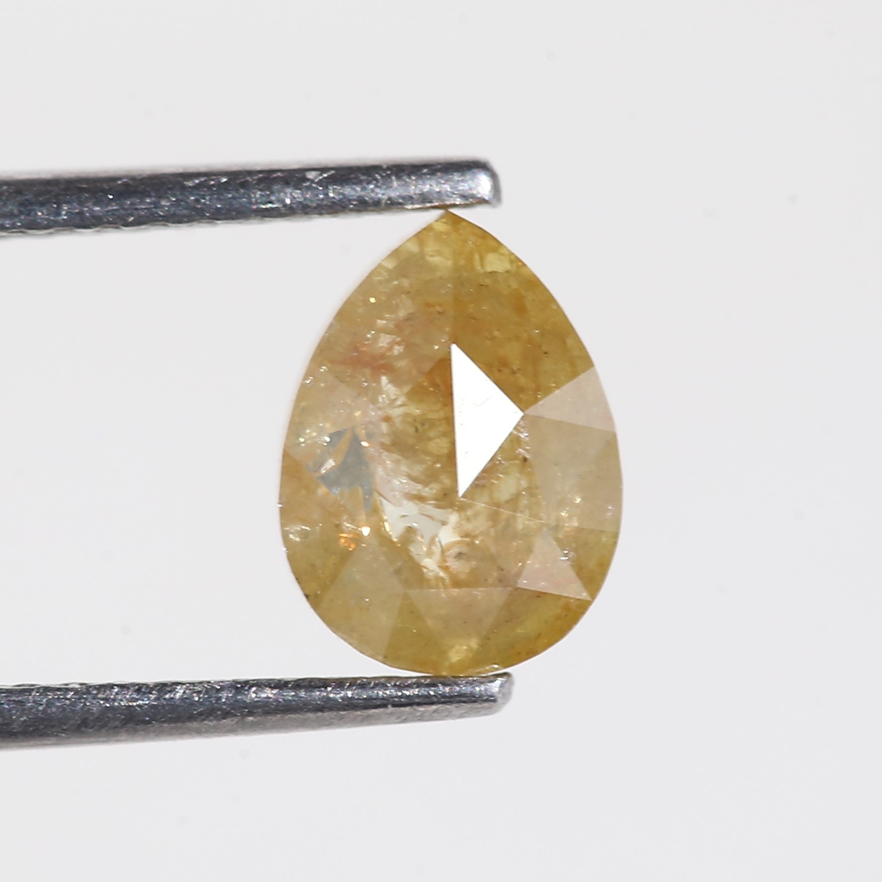 1.3 Carat Yellow Pear Cut Salt and Pepper Diamond 7.8 MM