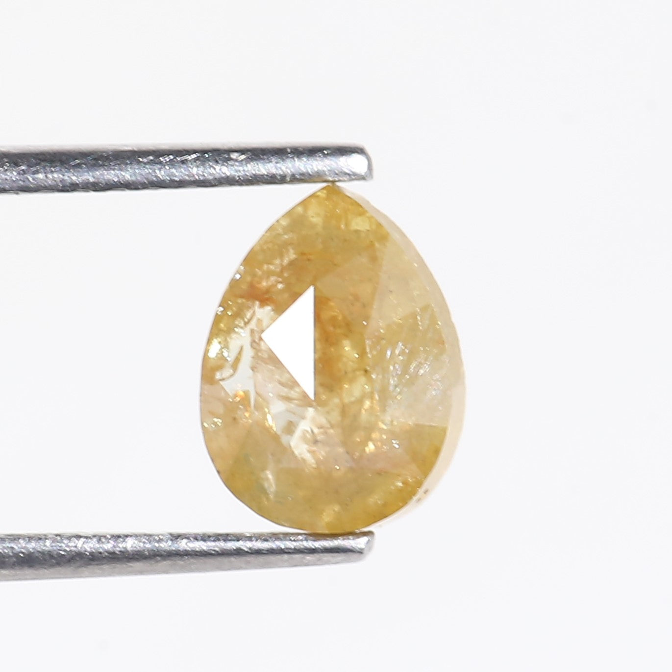 1.3 Carat Yellow Pear Cut Salt and Pepper Diamond 7.8 MM