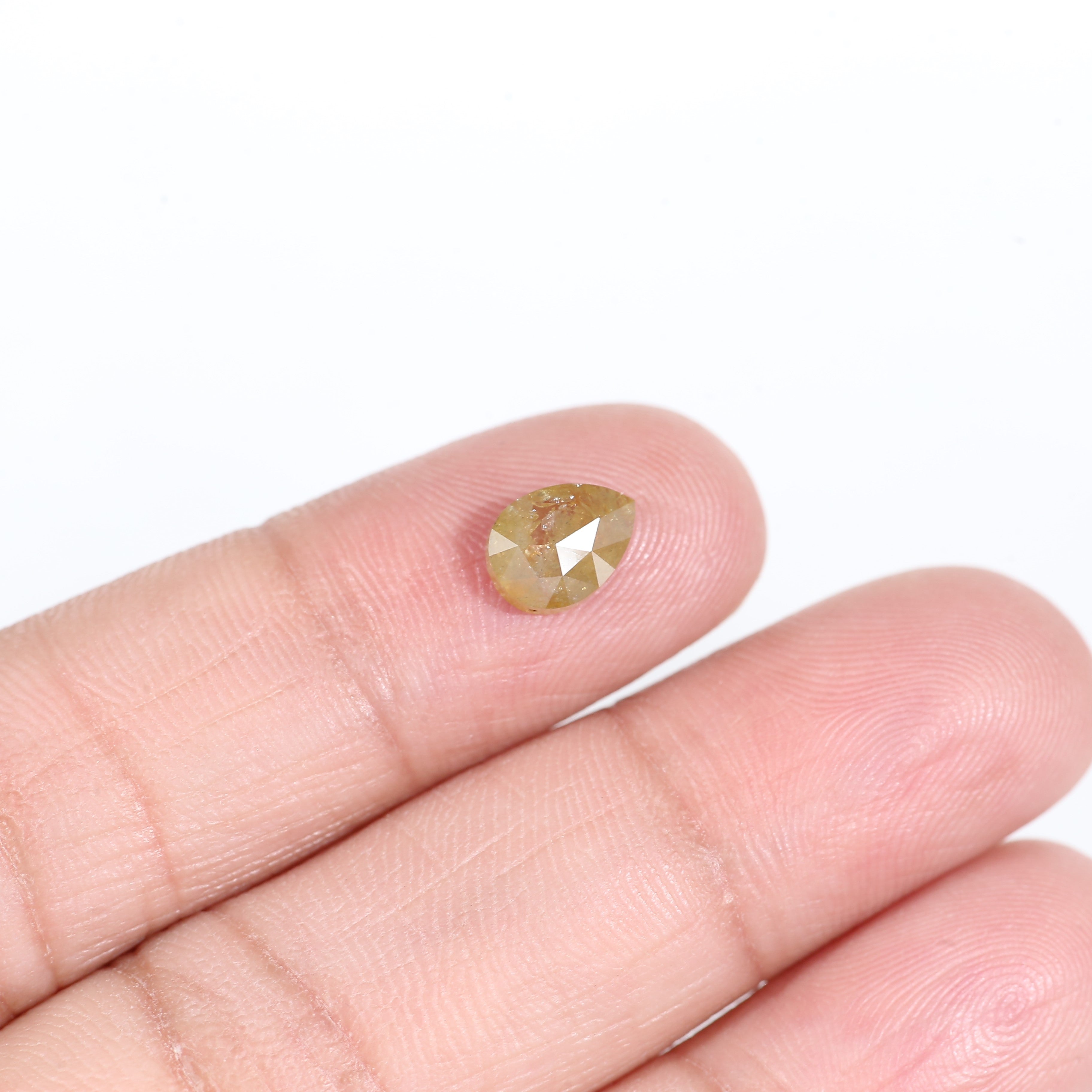 1.3 Carat Yellow Pear Cut Salt and Pepper Diamond 7.8 MM