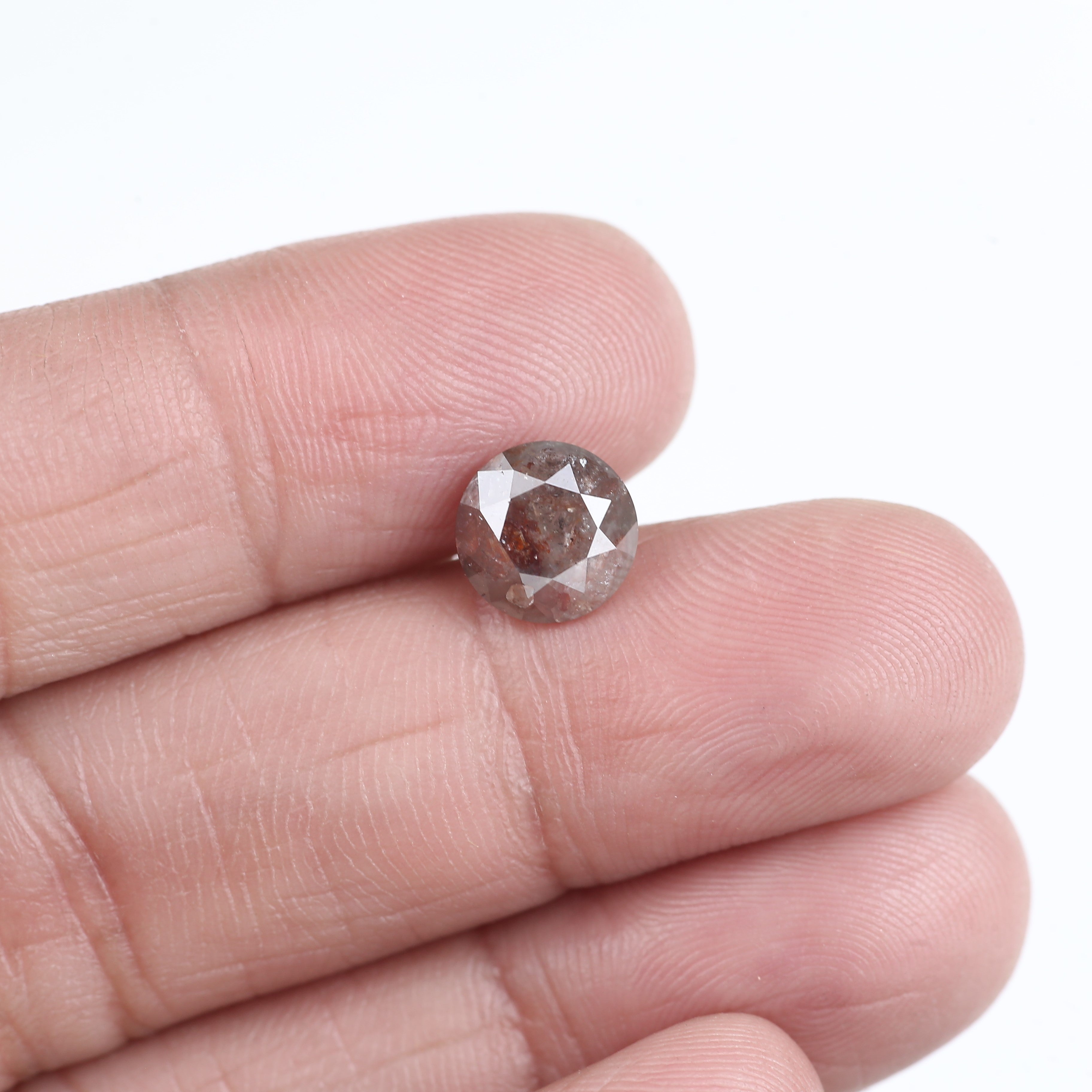 2.39 Carat Natural Round Gray Red Salt and Pepper Diamond 8.01 MM