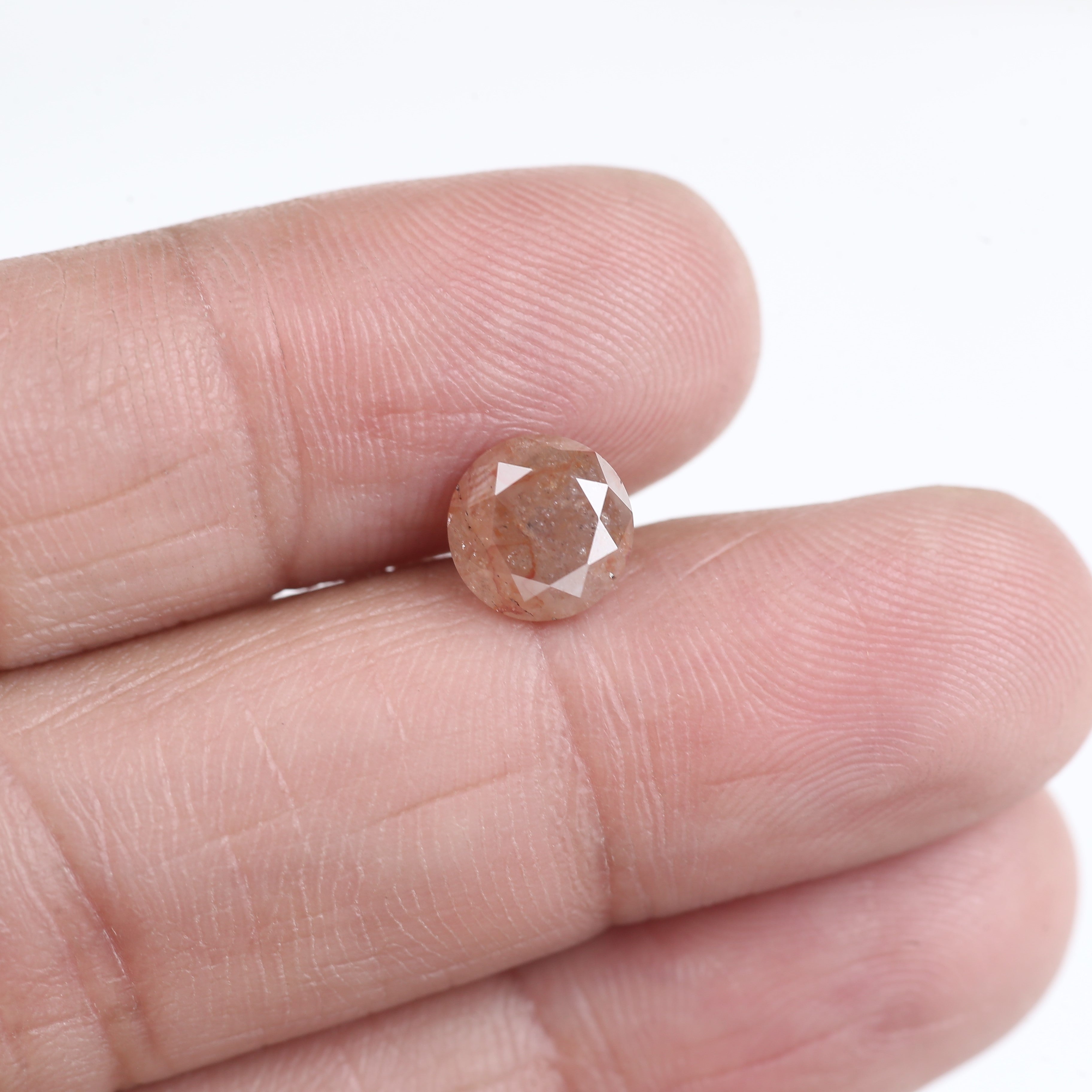 2.19 Carat Natural Round Orange Salt Pepper Diamond 7.37 MM