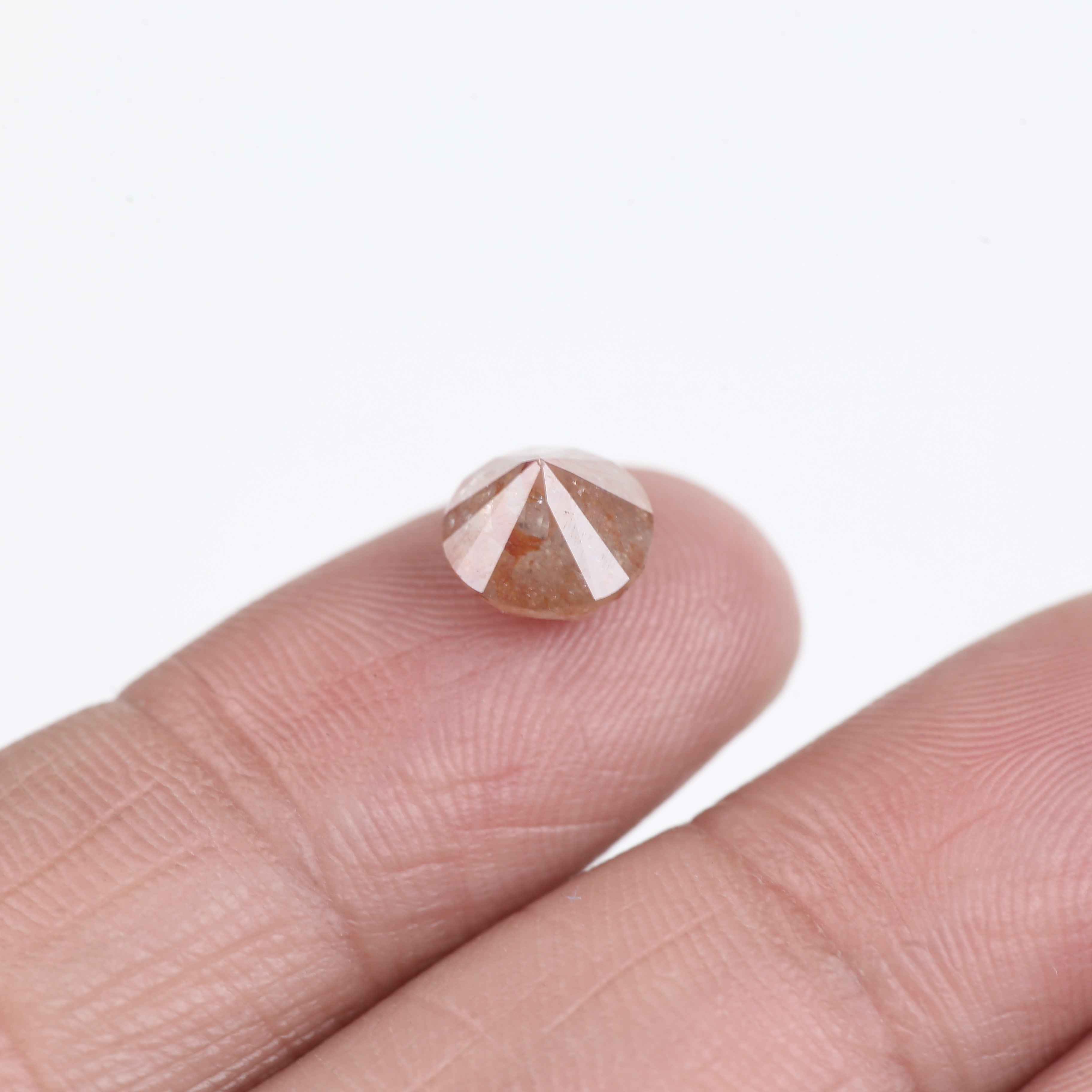 2.19 Carat Natural Round Orange Salt Pepper Diamond 7.37 MM