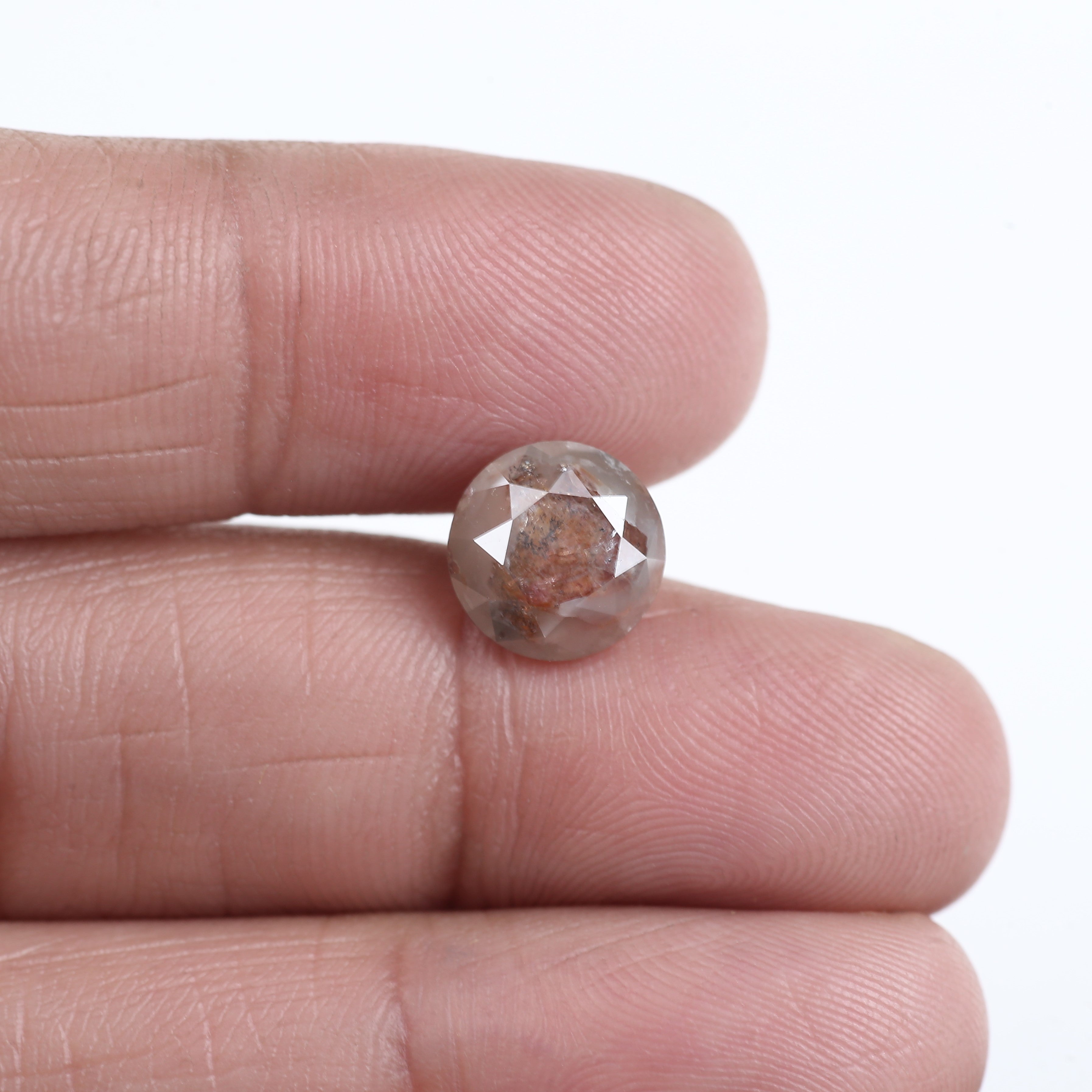 3.18 Carat Natural Round Salt and Pepper Orange Diamond 8.88 MM