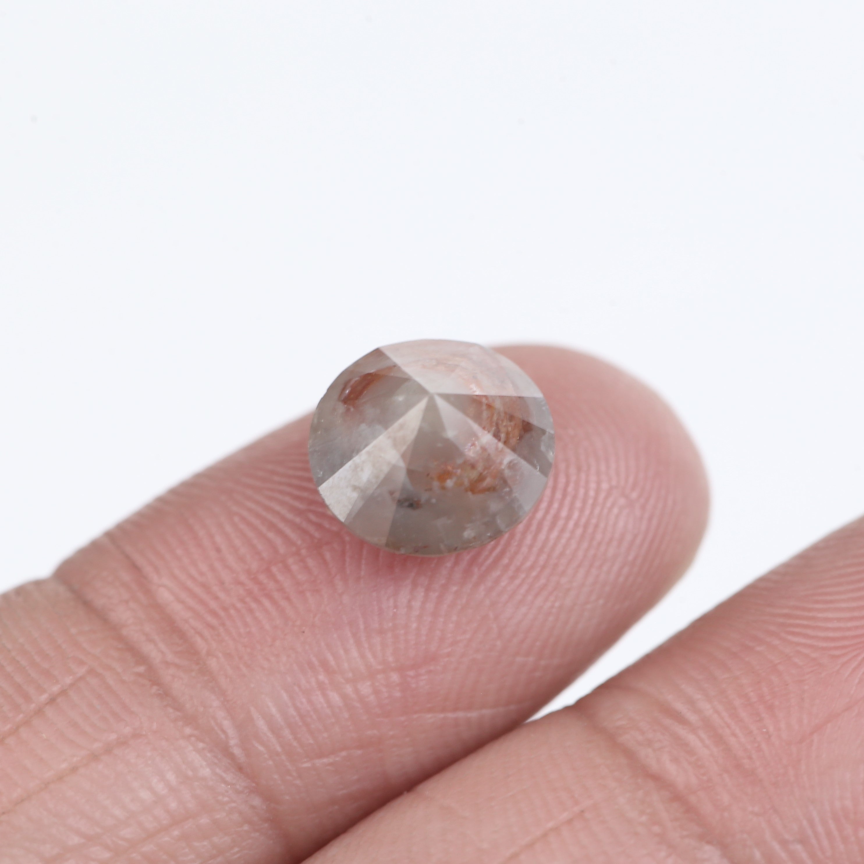 3.18 Carat Natural Round Salt and Pepper Orange Diamond 8.88 MM