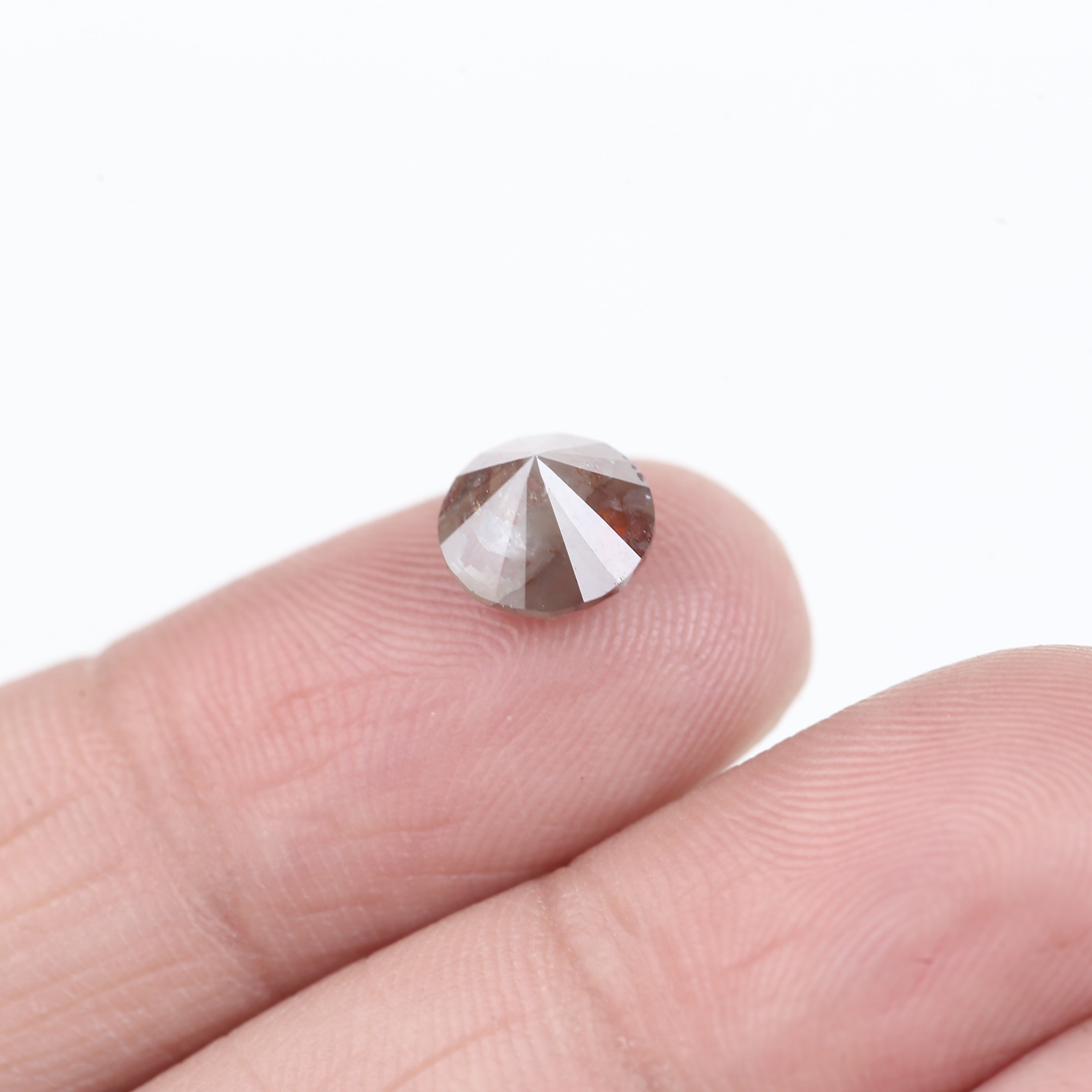 2.20 Carat Salt and Pepper Round Cut Diamond For Celestial Rings 7.36 MM