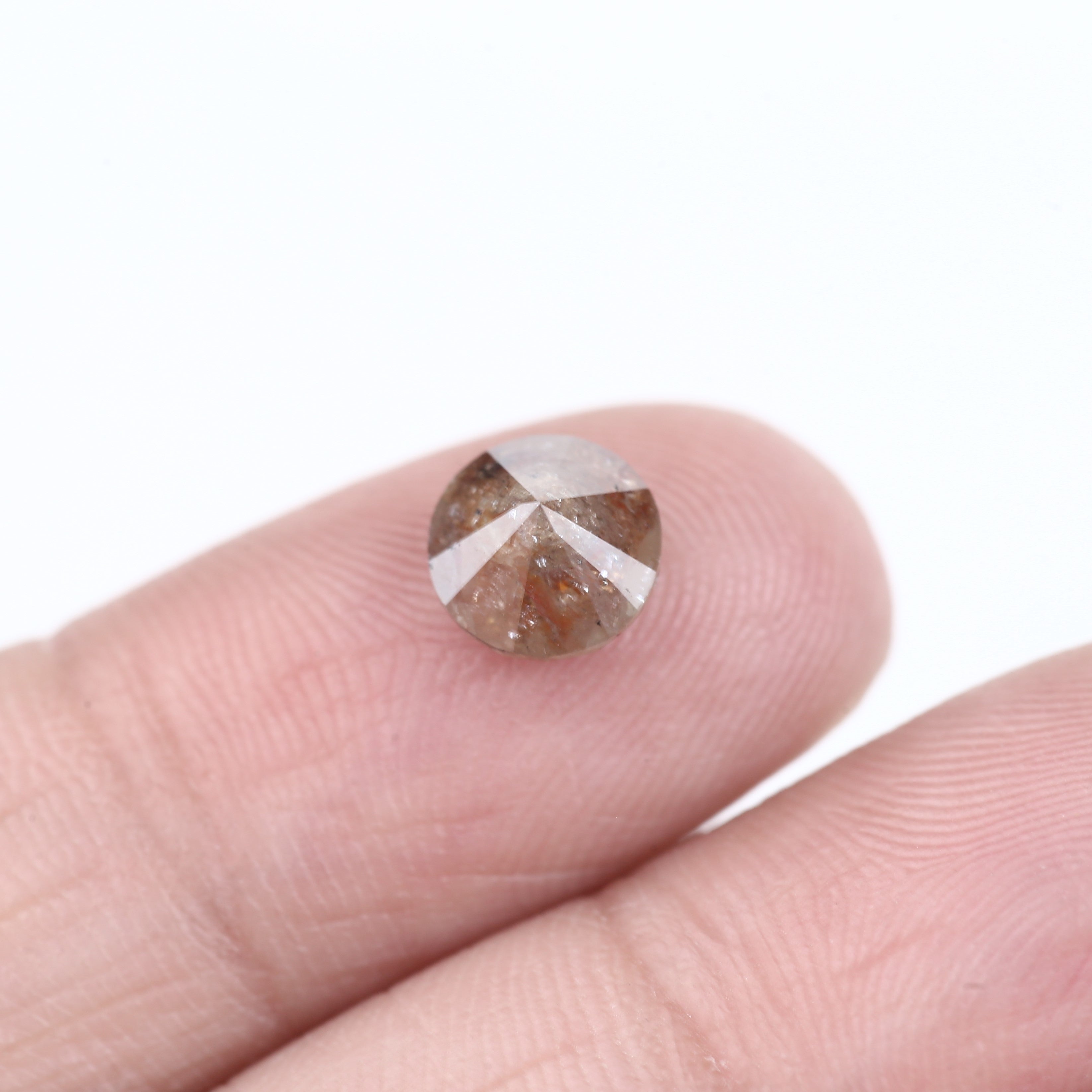 1.56 Carat Red Brown Salt And Pepper Round Cut Natural Diamond 6.83 MM