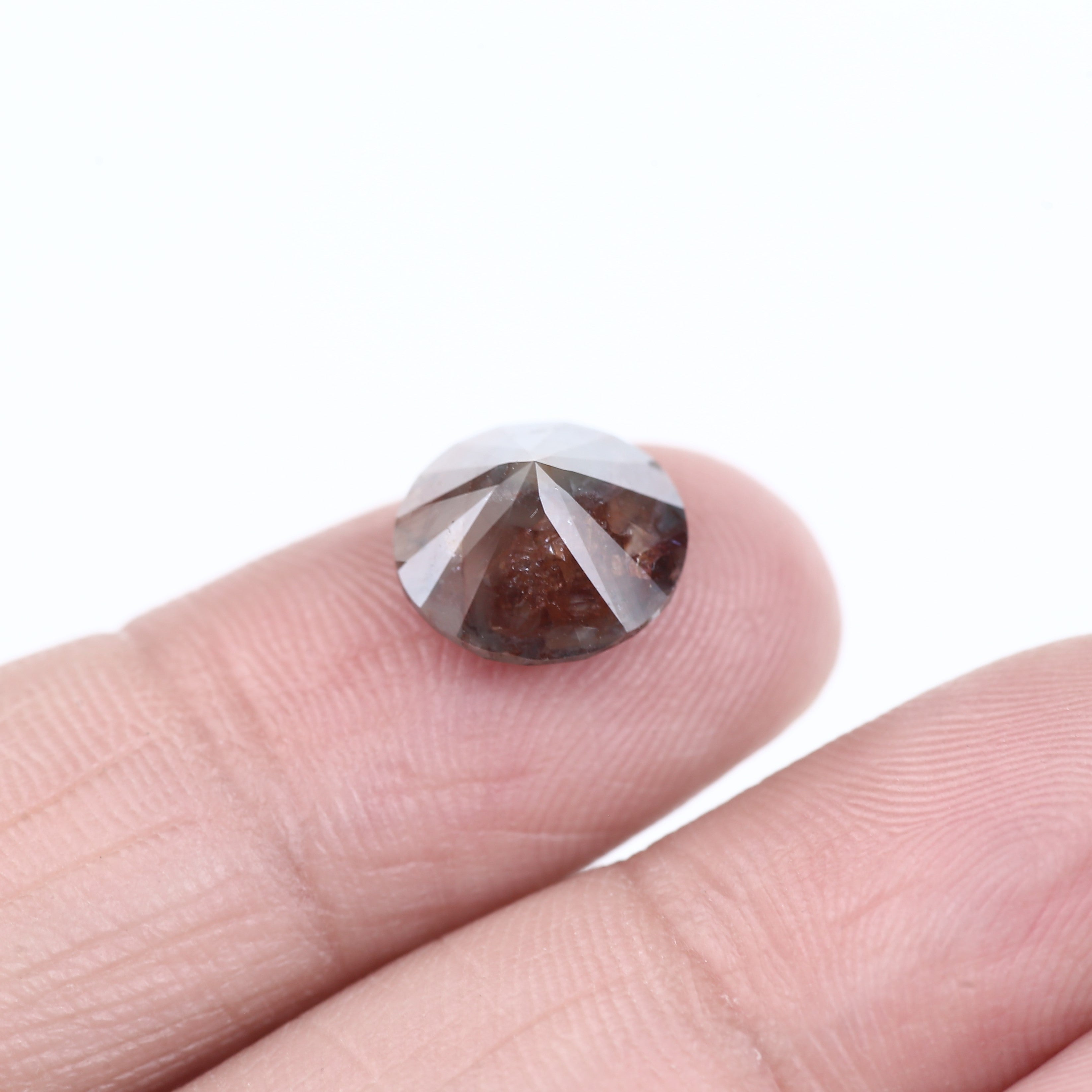 3.83 Carat Red Gray Salt And Pepper Round Cut Natural For Diamond Collector