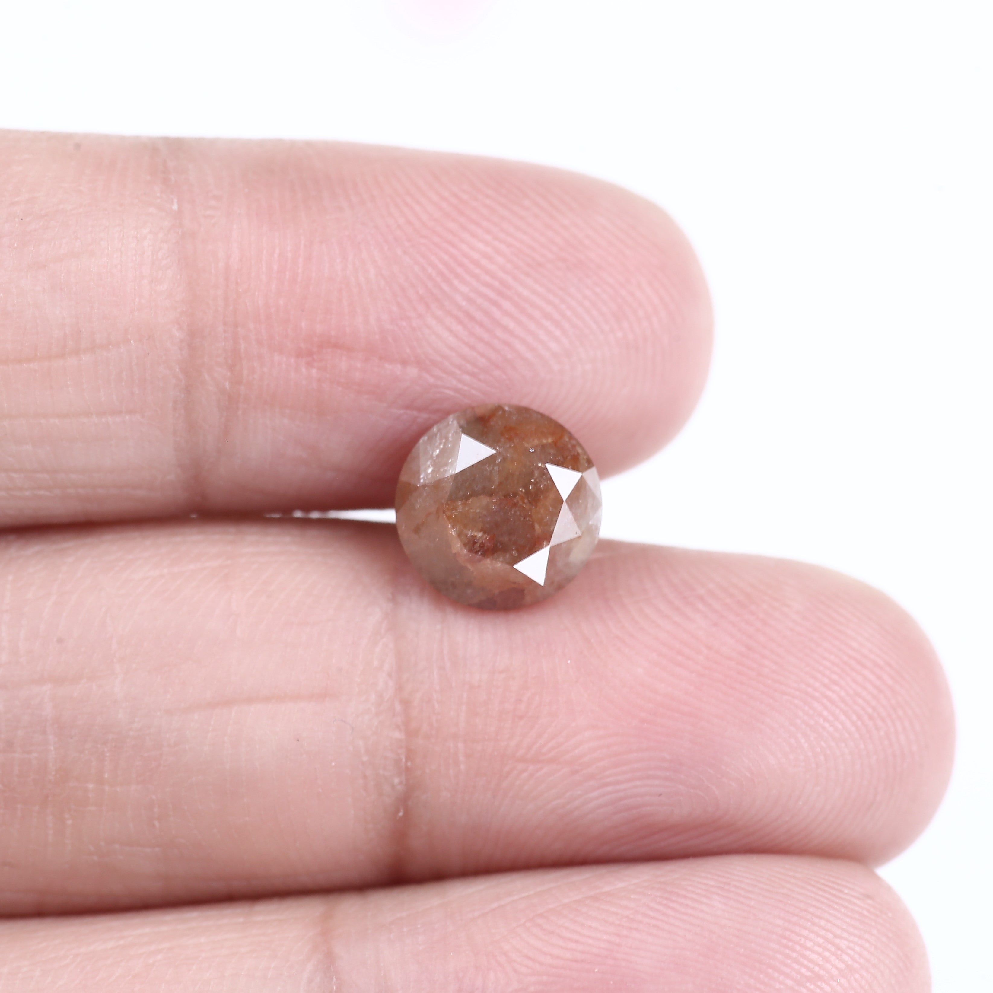 3.03 Carat Natural Orange Round Rustic Diamond 8.30 MM
