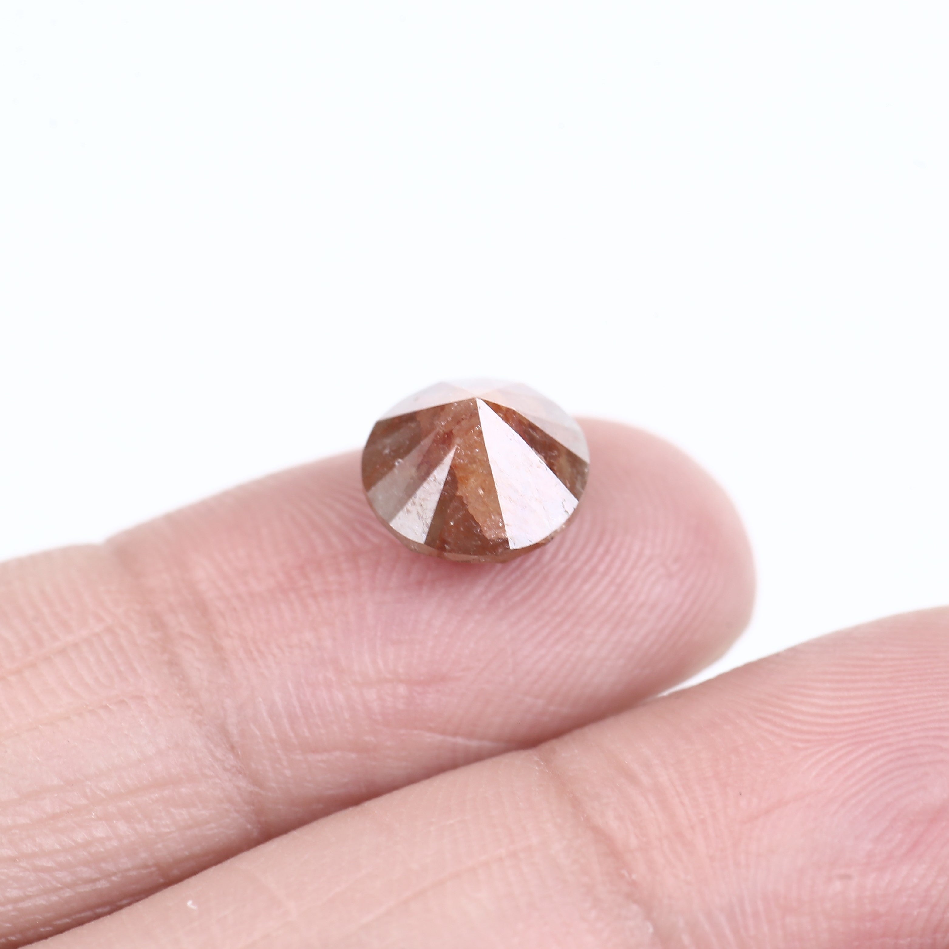 3.03 Carat Natural Orange Round Rustic Diamond 8.30 MM