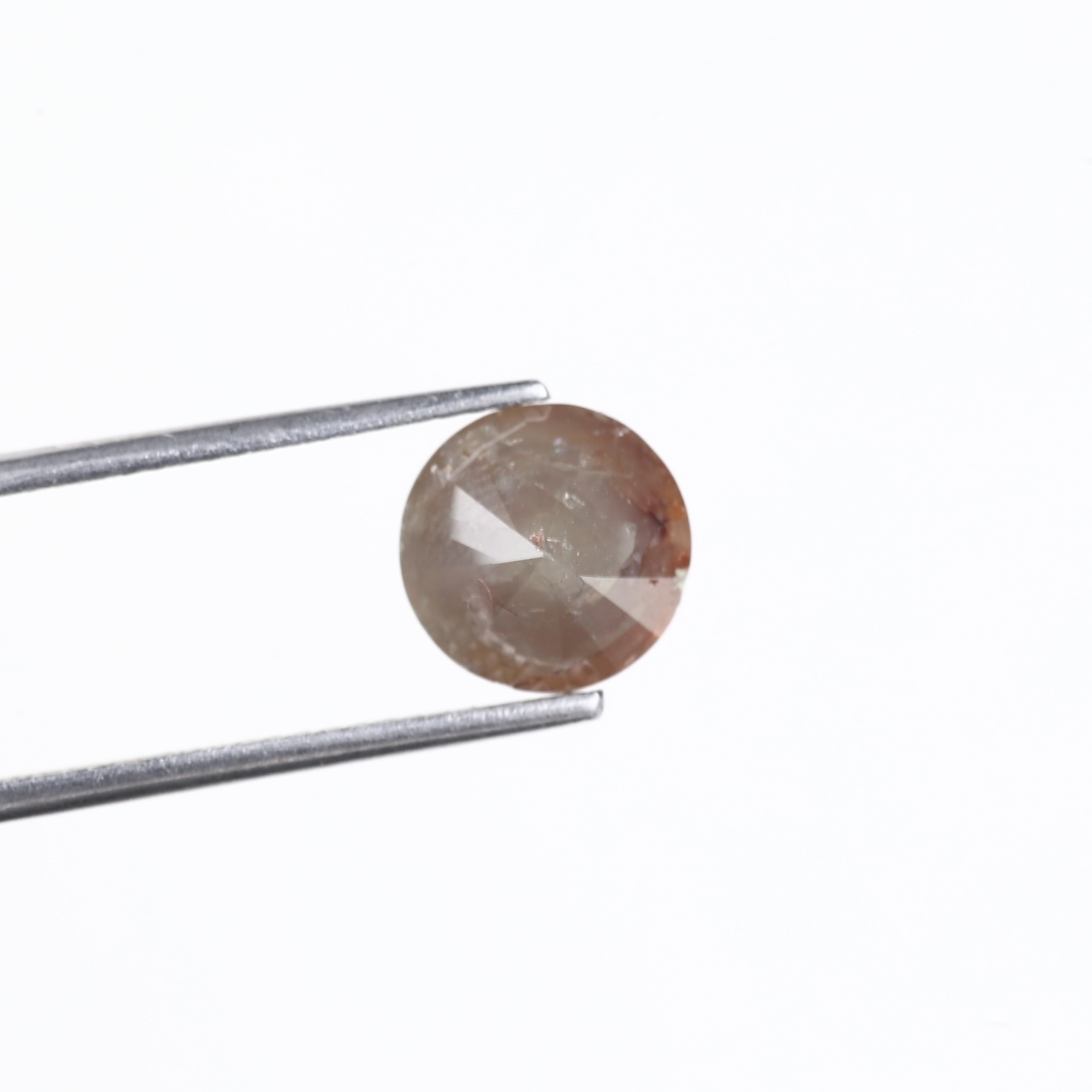 3.11 Carat Natural Round Gray Orange Rustic Diamond 8.34 MM