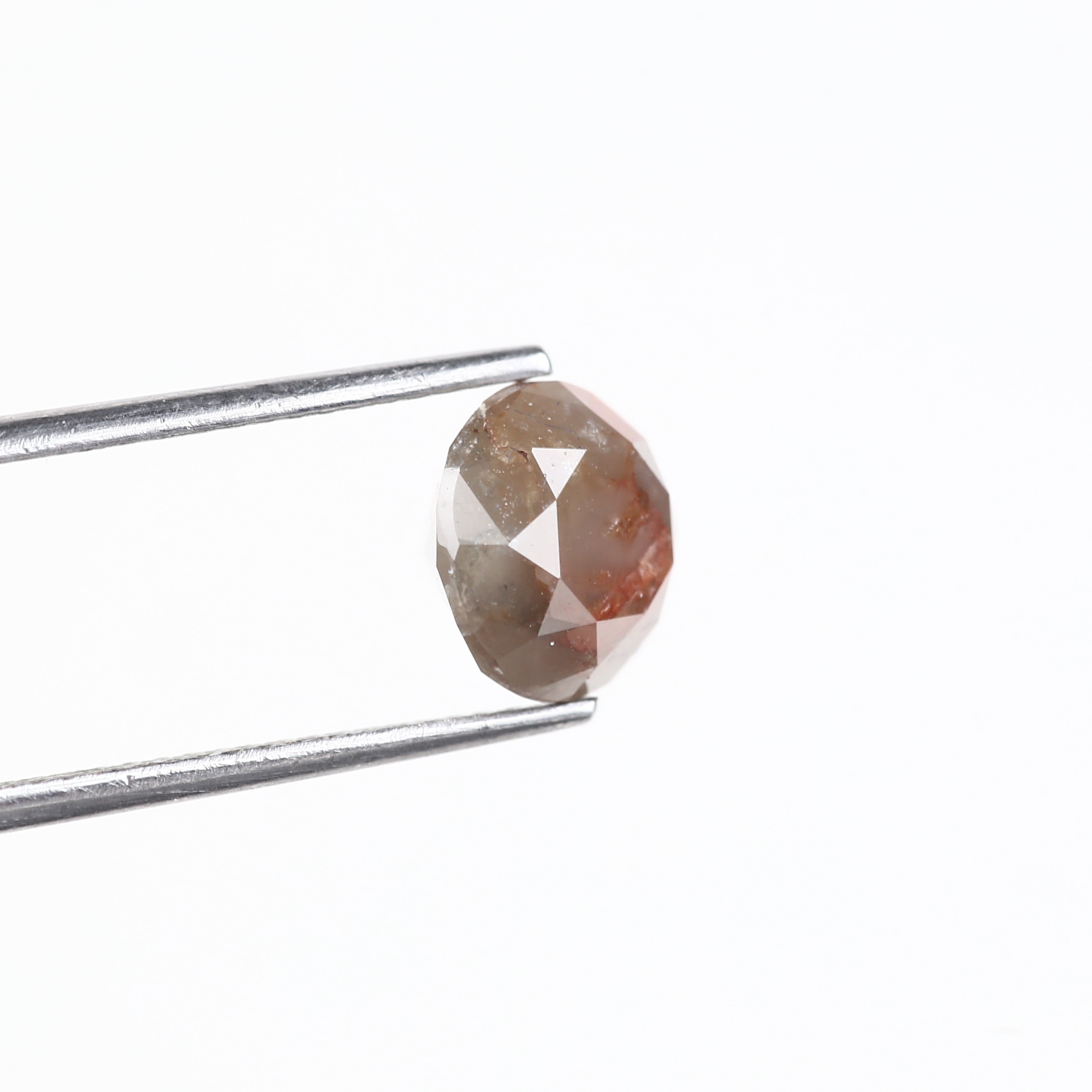 3.11 Carat Natural Round Gray Orange Rustic Diamond 8.34 MM