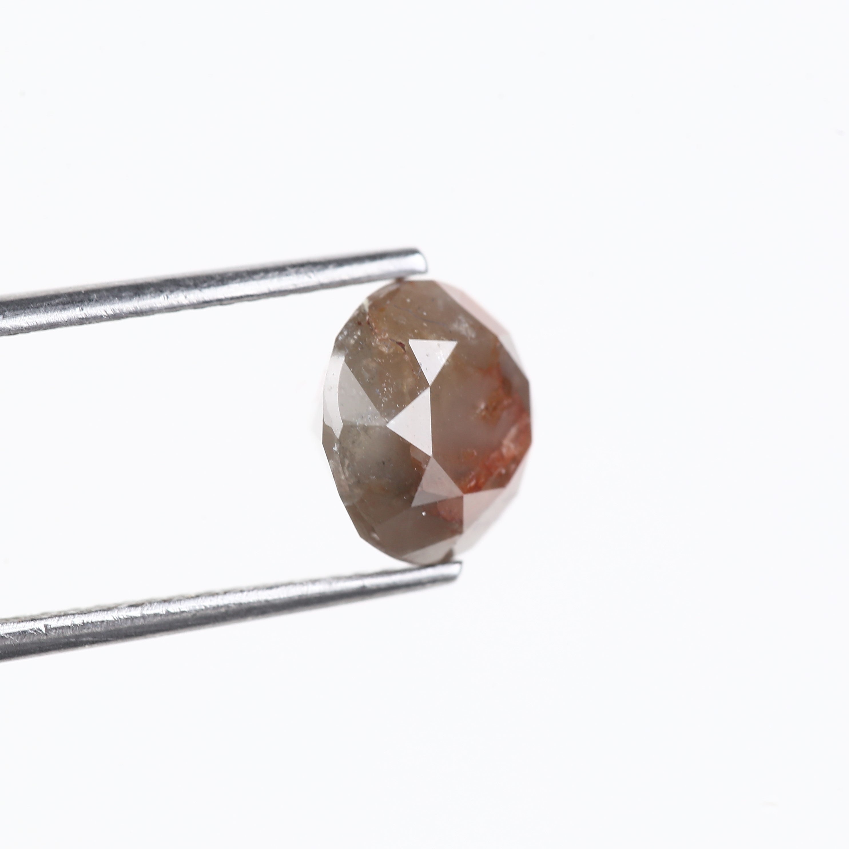 3.11 Carat Natural Round Gray Orange Rustic Diamond 8.34 MM