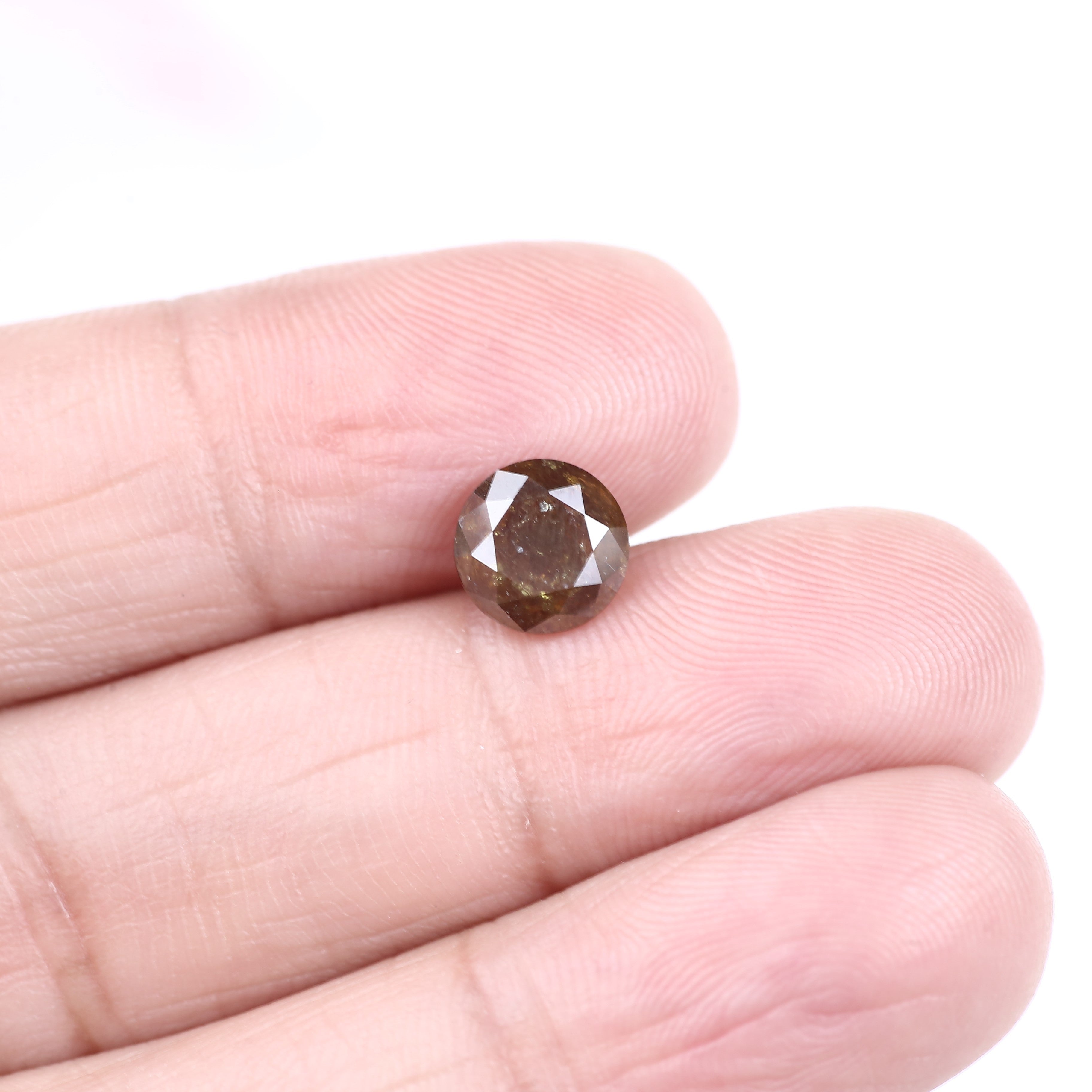1.77 Carat Natural Fancy Brown Round Salt and Pepper Diamond 7.40 MM