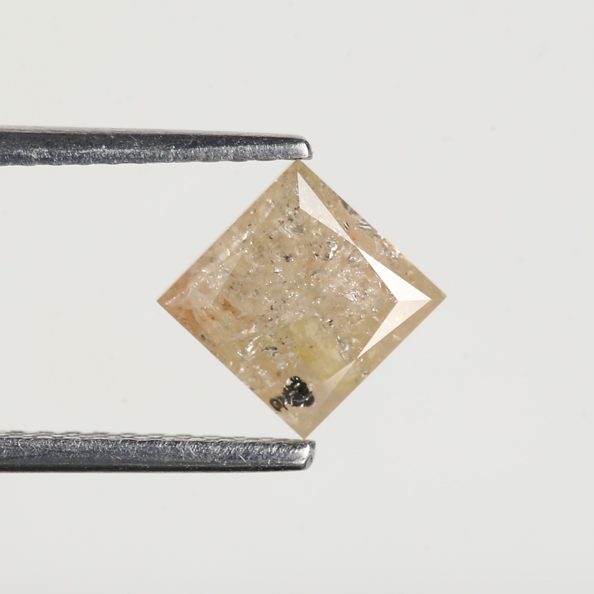 1.51 Carat Princess Cut Yellow Peach Salt and Pepper Diamond 5.9 MM