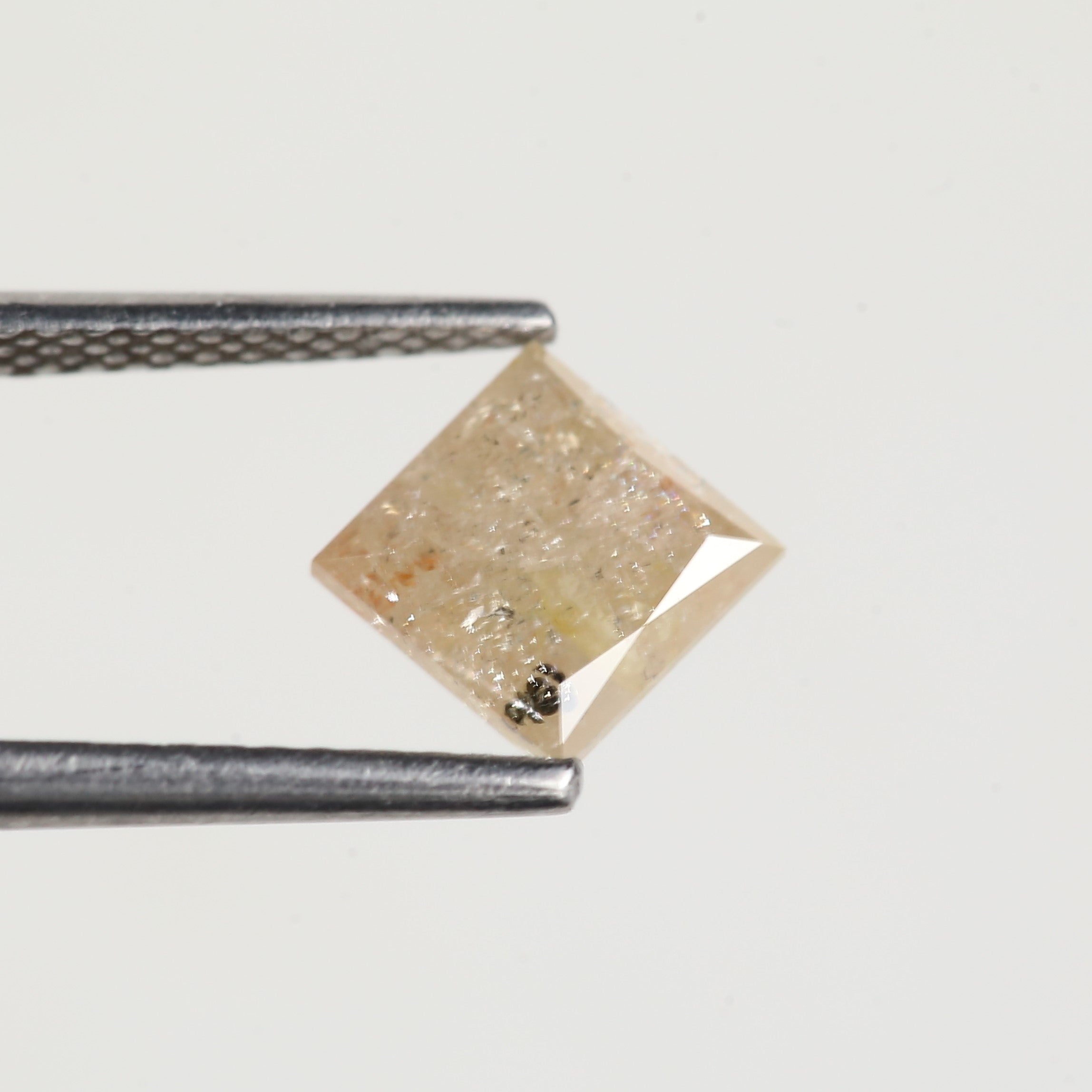 1.51 Carat Princess Cut Yellow Peach Salt and Pepper Diamond 5.9 MM
