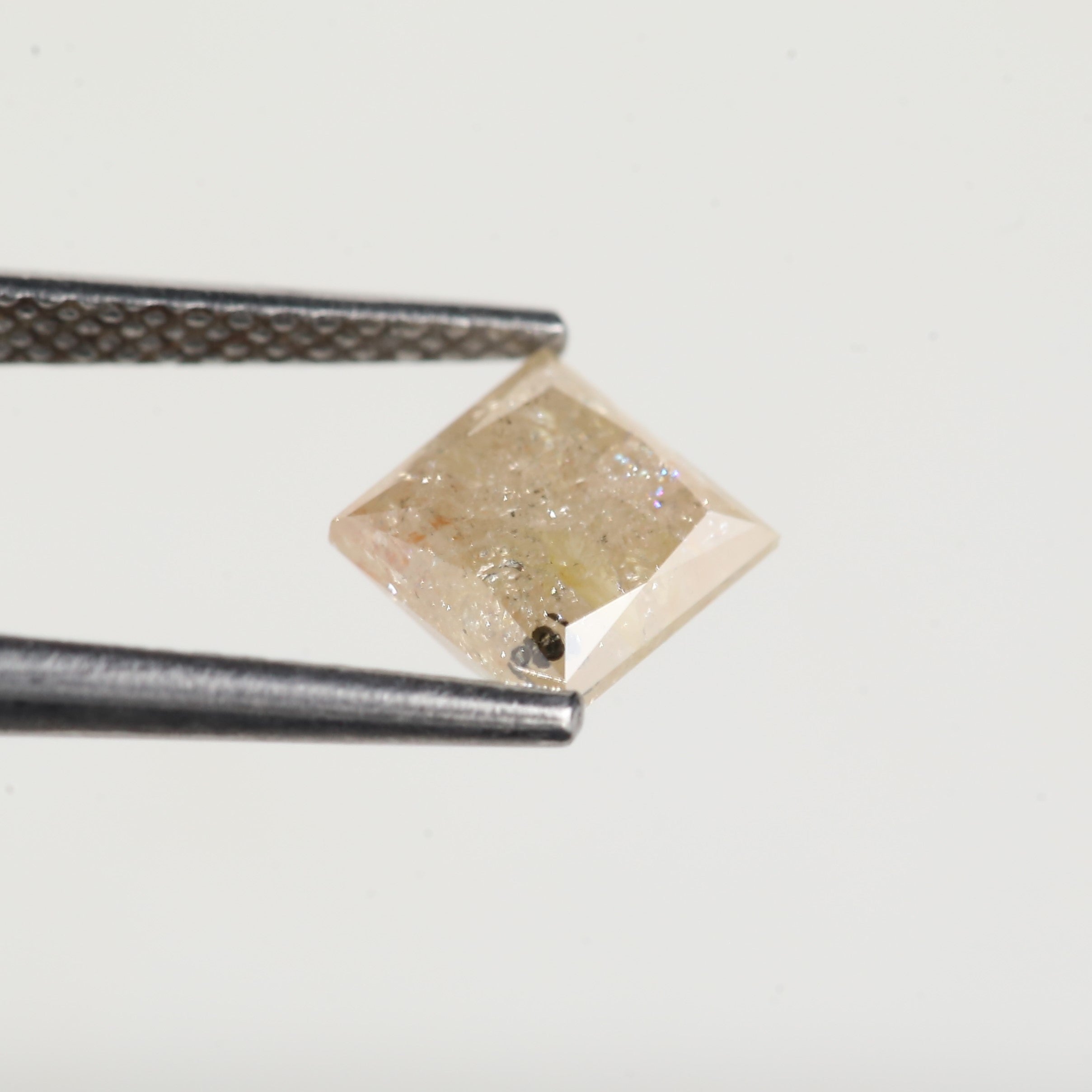 1.51 Carat Princess Cut Yellow Peach Salt and Pepper Diamond 5.9 MM