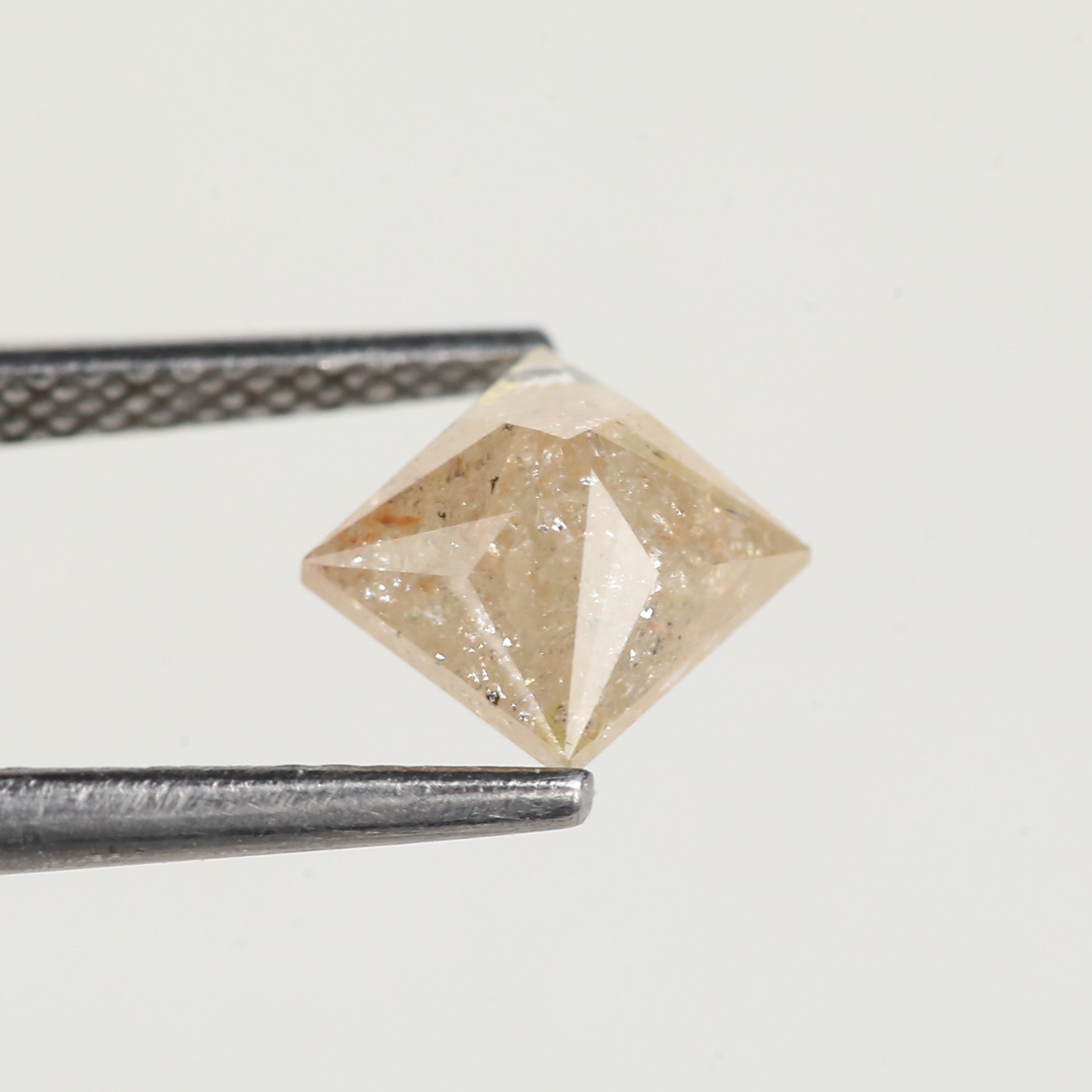 1.51 Carat Princess Cut Yellow Peach Salt and Pepper Diamond 5.9 MM