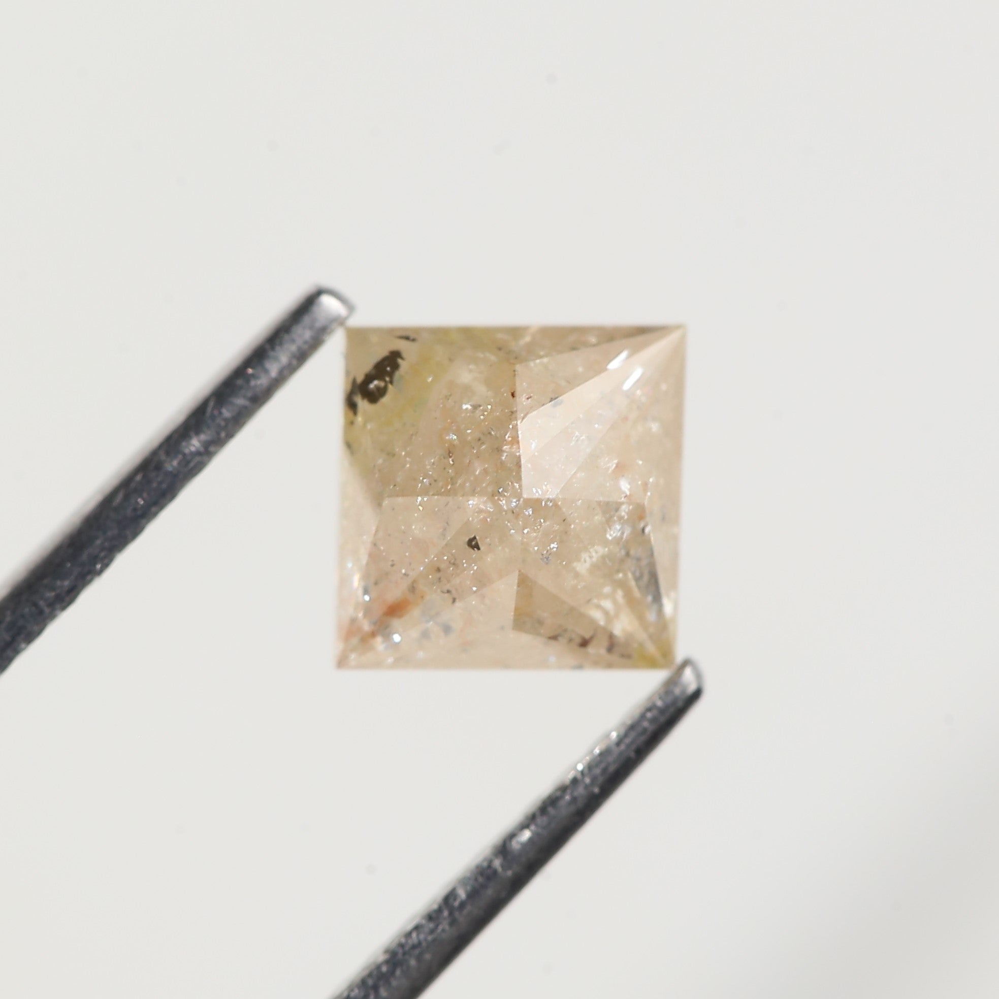 1.51 Carat Princess Cut Yellow Peach Salt and Pepper Diamond 5.9 MM