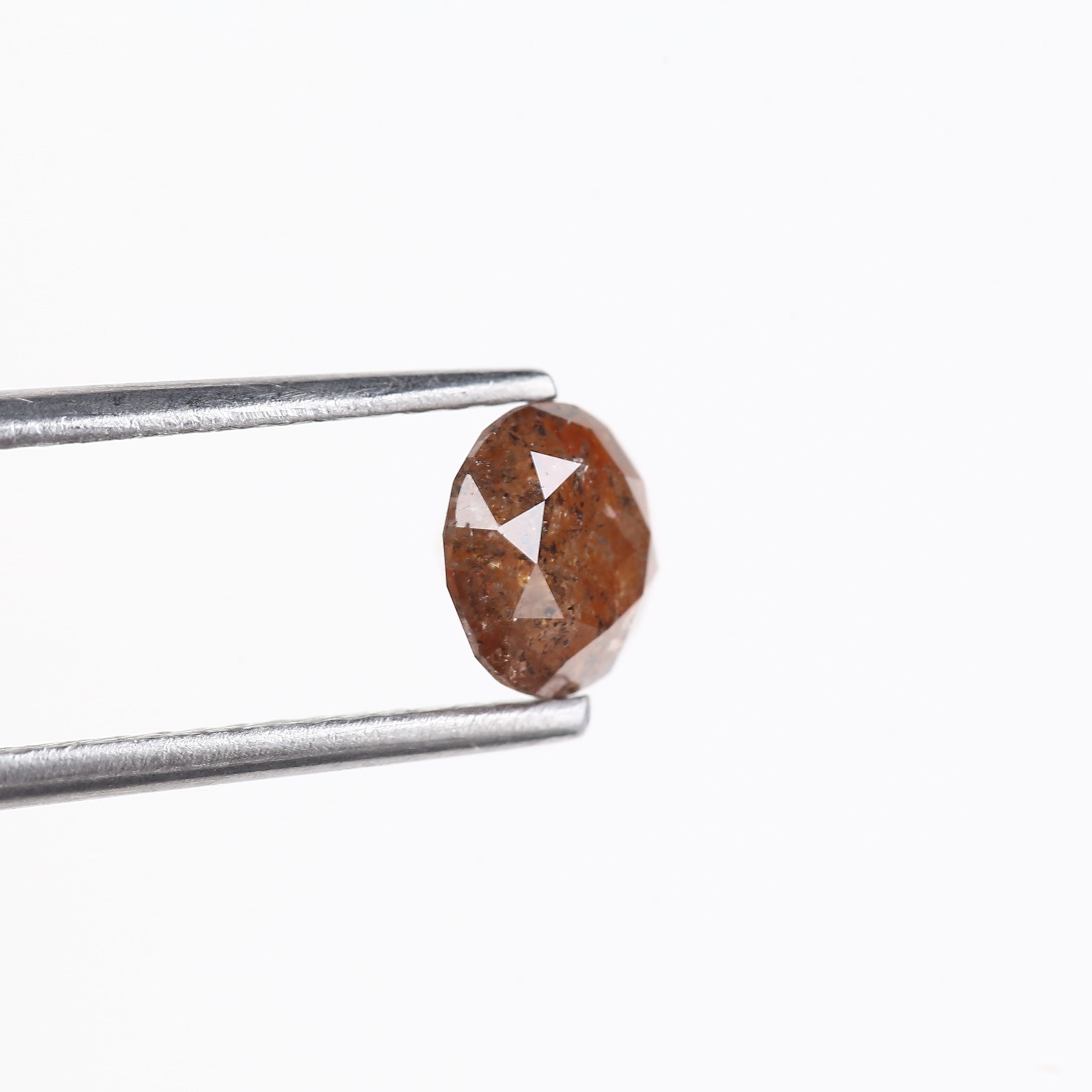 0.96 Carat Natural Reddish Orange Salt And Pepper Round Diamond 5.89 MM