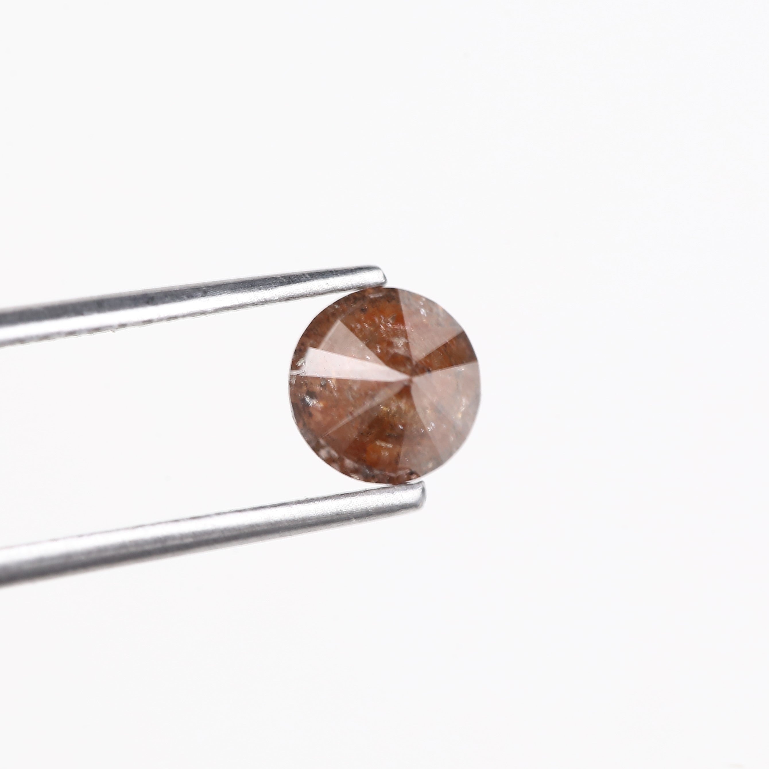 0.96 Carat Natural Reddish Orange Salt And Pepper Round Diamond 5.89 MM