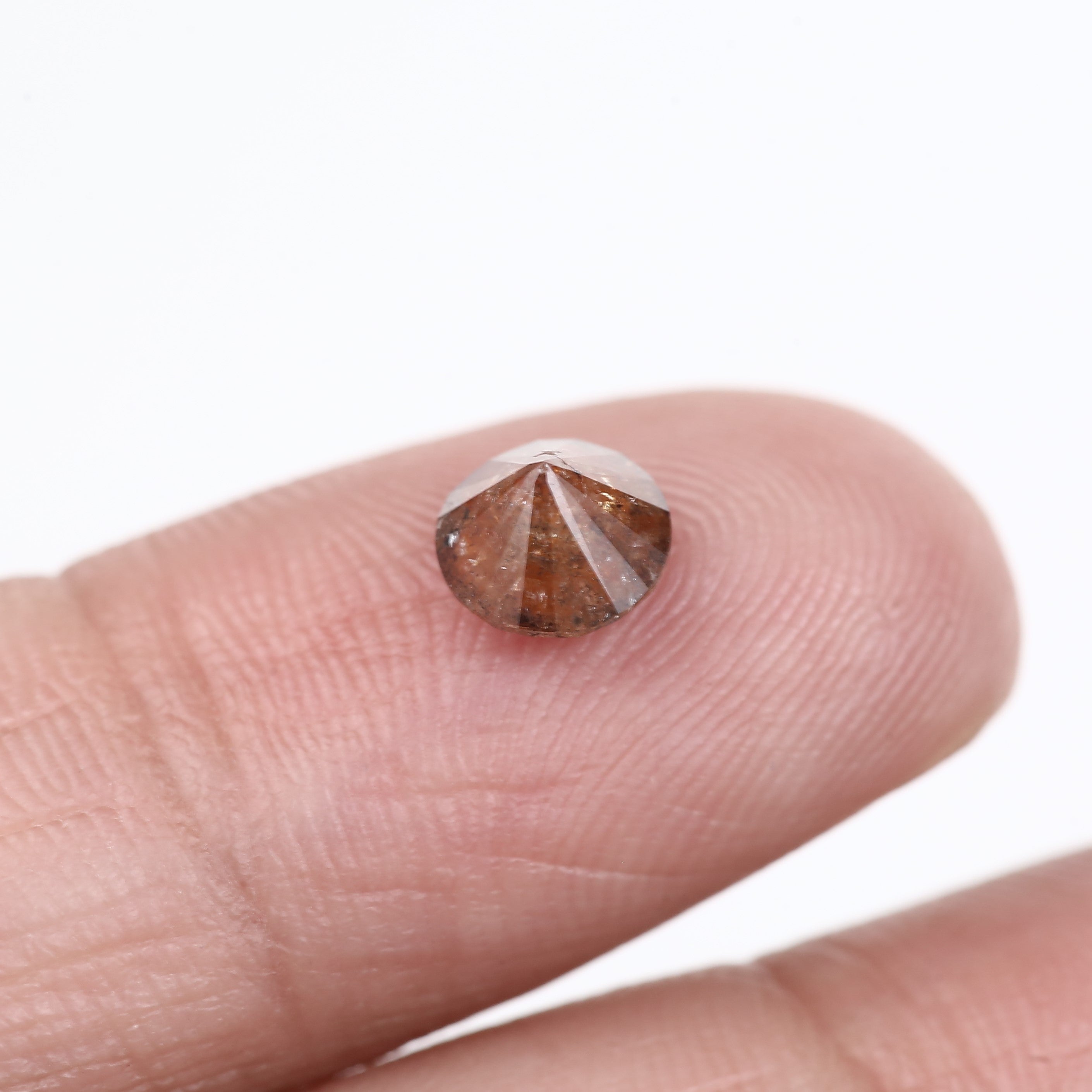 0.96 Carat Natural Reddish Orange Salt And Pepper Round Diamond 5.89 MM