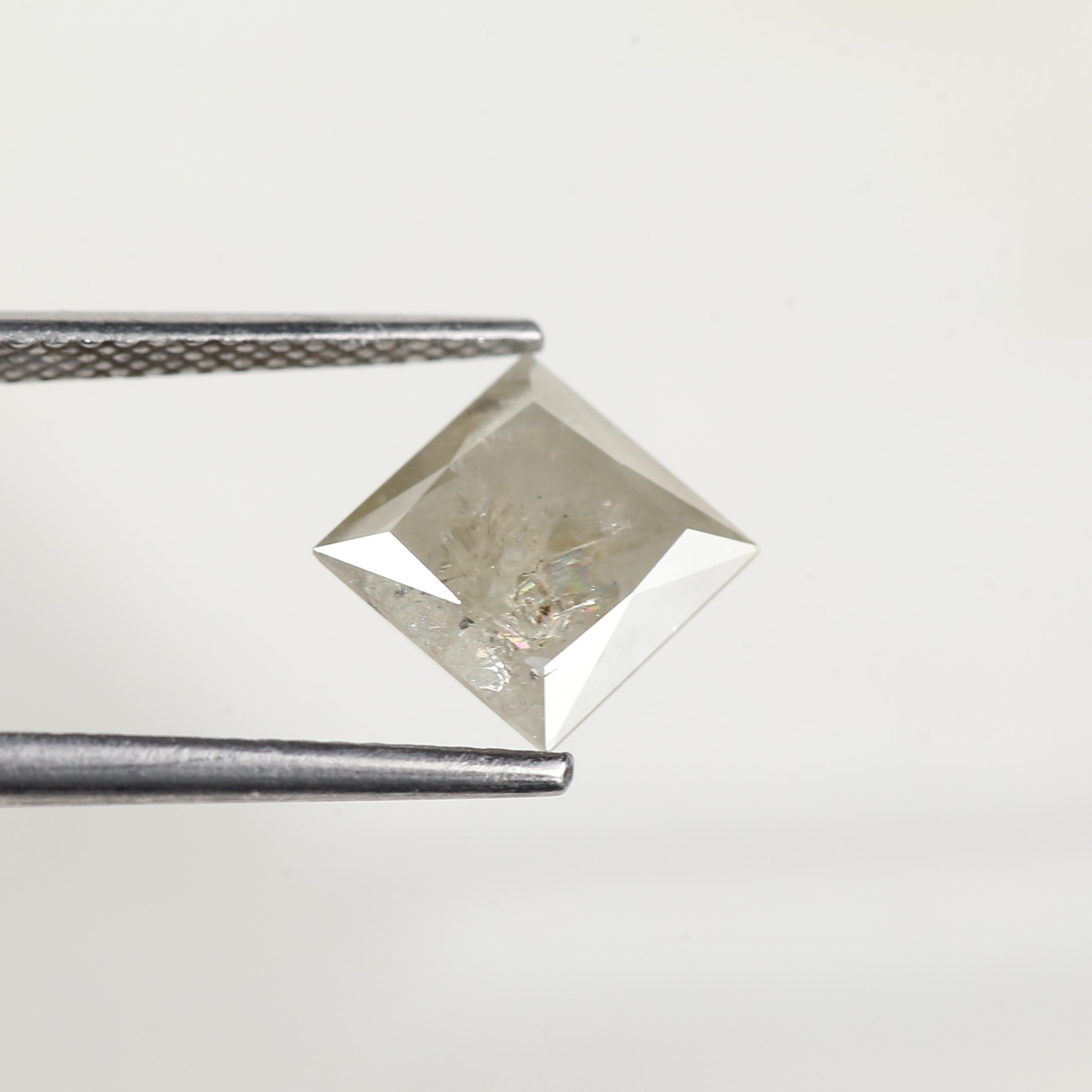 2.40 Carat Natural Princess Cut Salt and Pepper Diamond 7.3 MM