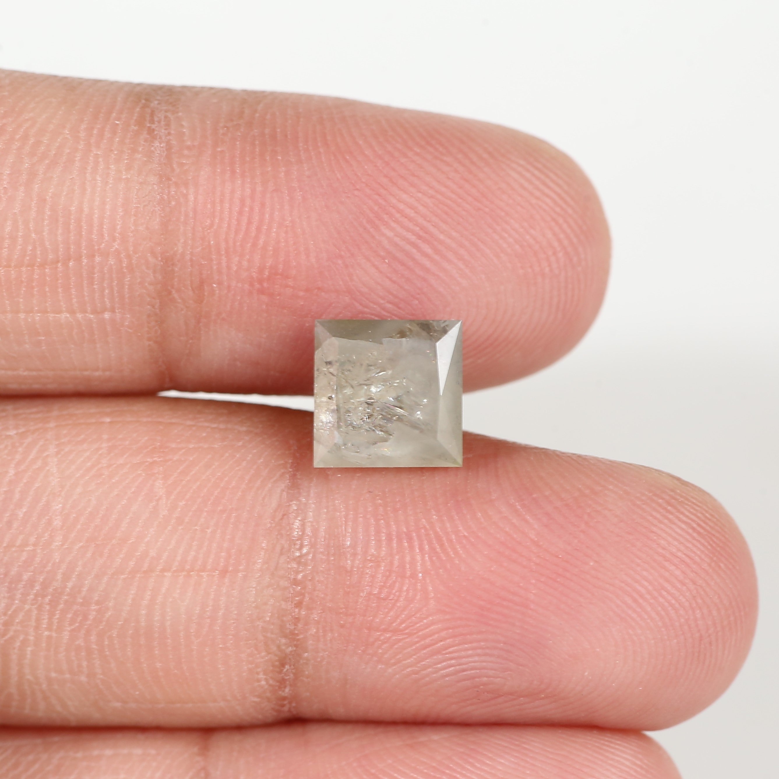 2.40 Carat Natural Princess Cut Salt and Pepper Diamond 7.3 MM