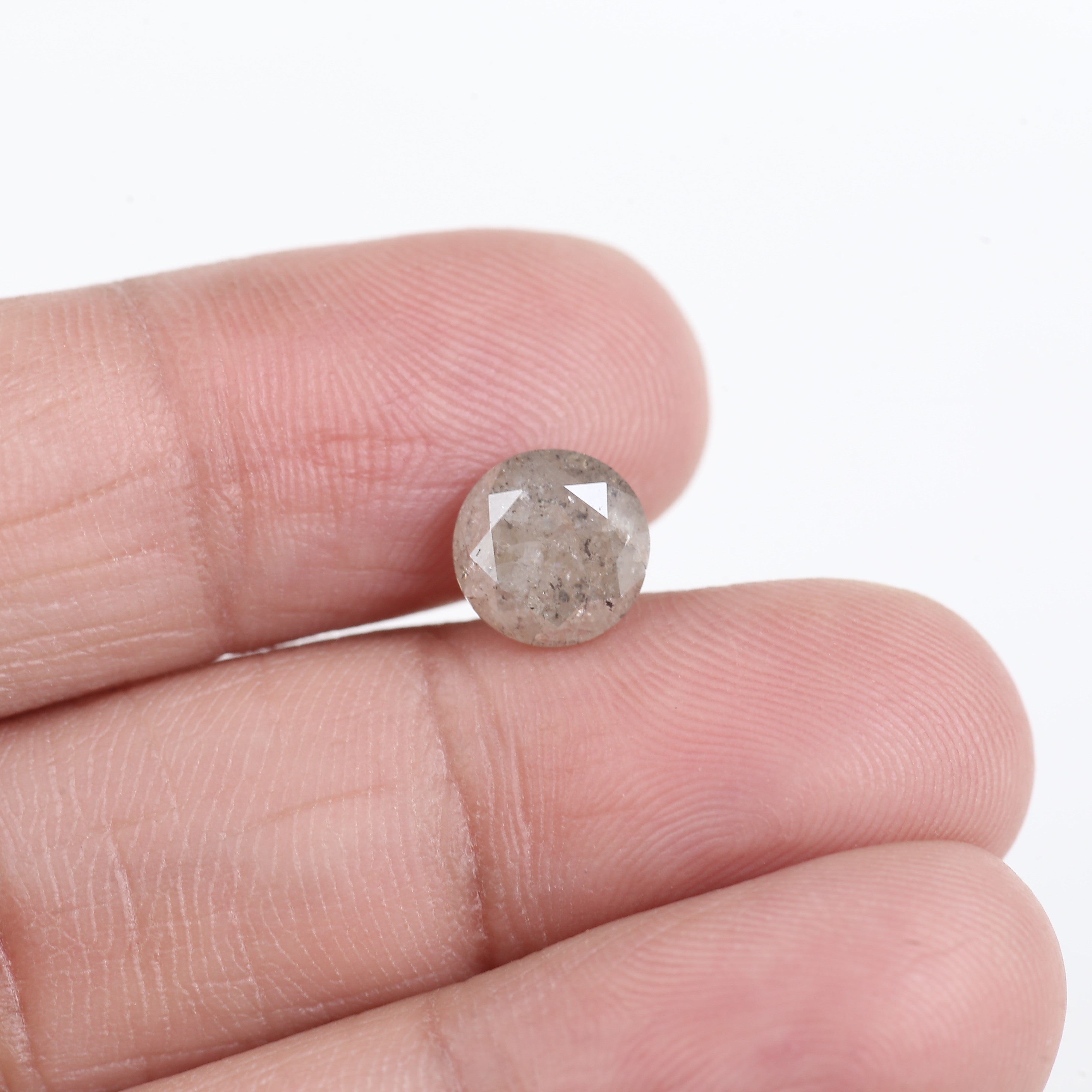 2 Carat Salt And Pepper Diamond Natural Icy Grey Round Cut Loose 7.70 MM