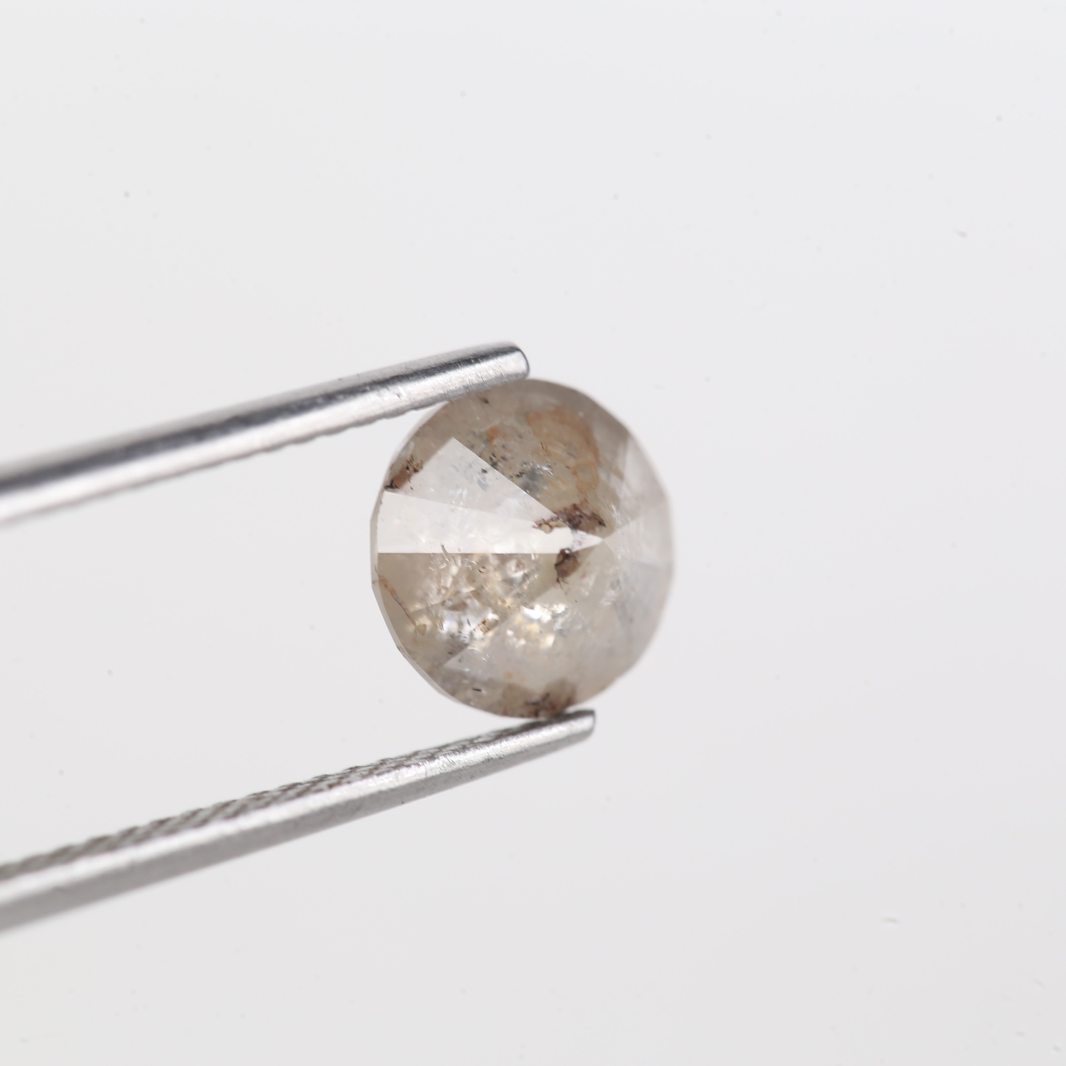 1.89 Carat Natural Icy Gray Round Cut Salt And Pepper Diamond 7.50 MM