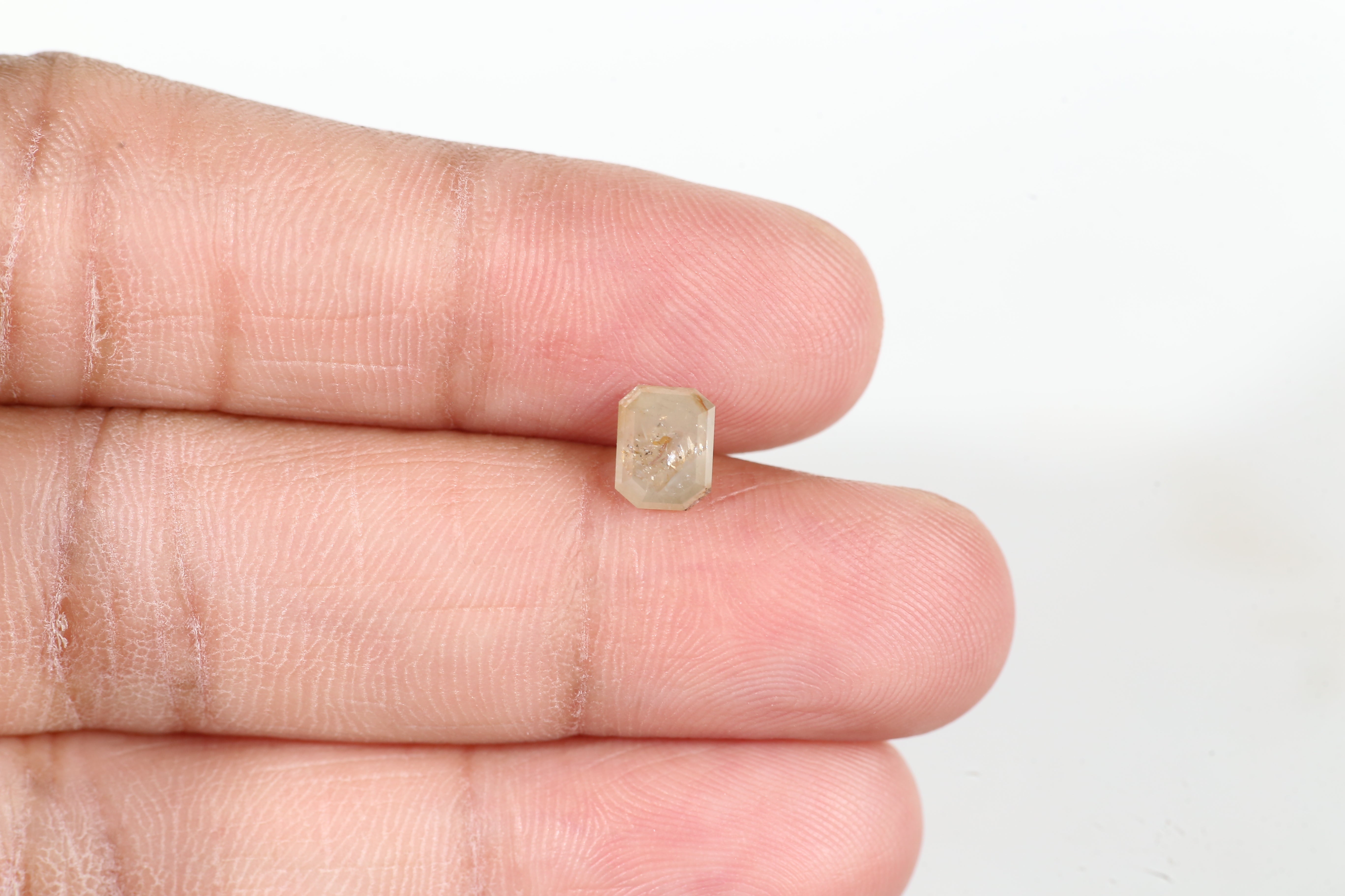 0.97 Carat Emerald Cut Salt and Pepper Natural Diamond 6.5 MM