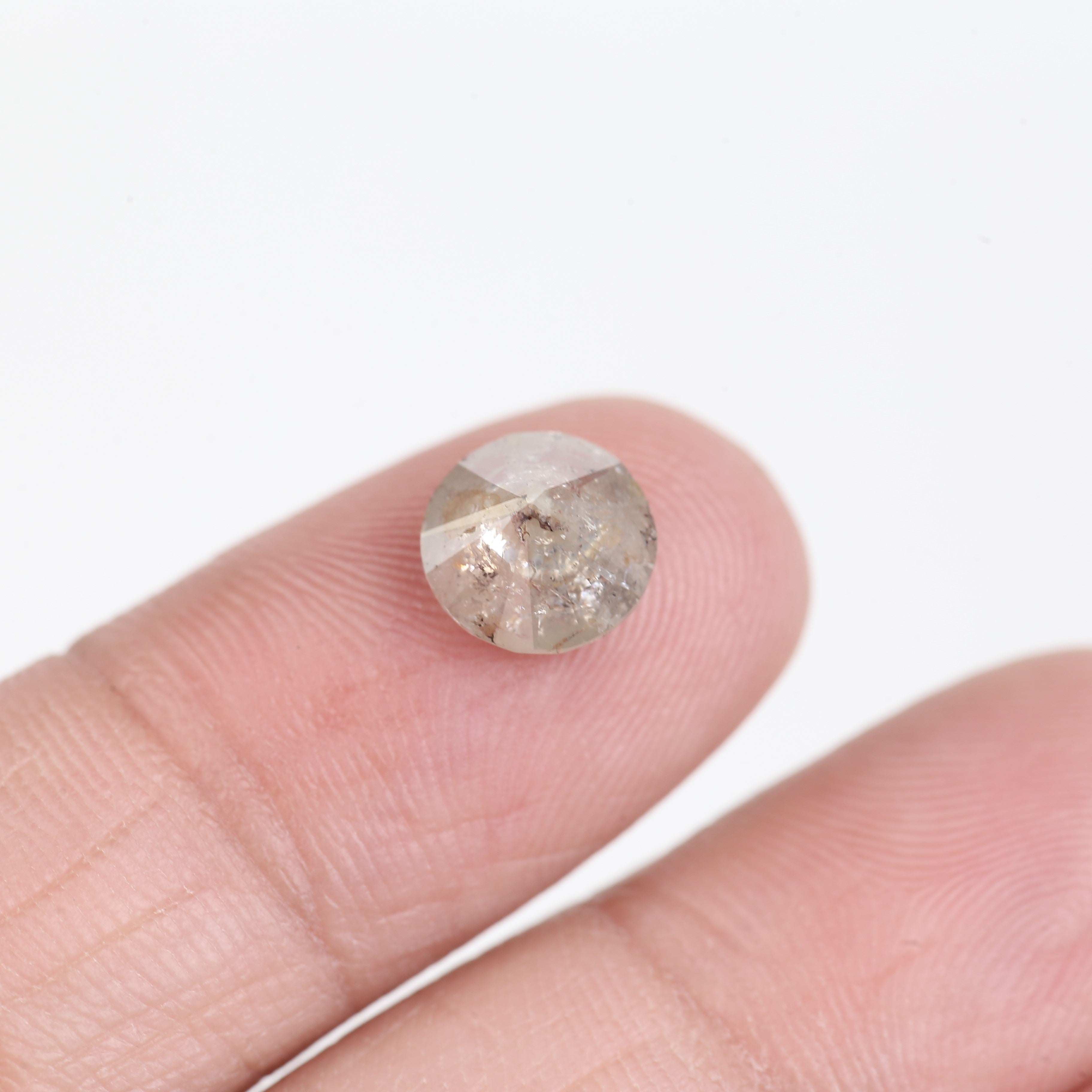 1.89 Carat Natural Icy Gray Round Cut Salt And Pepper Diamond 7.50 MM