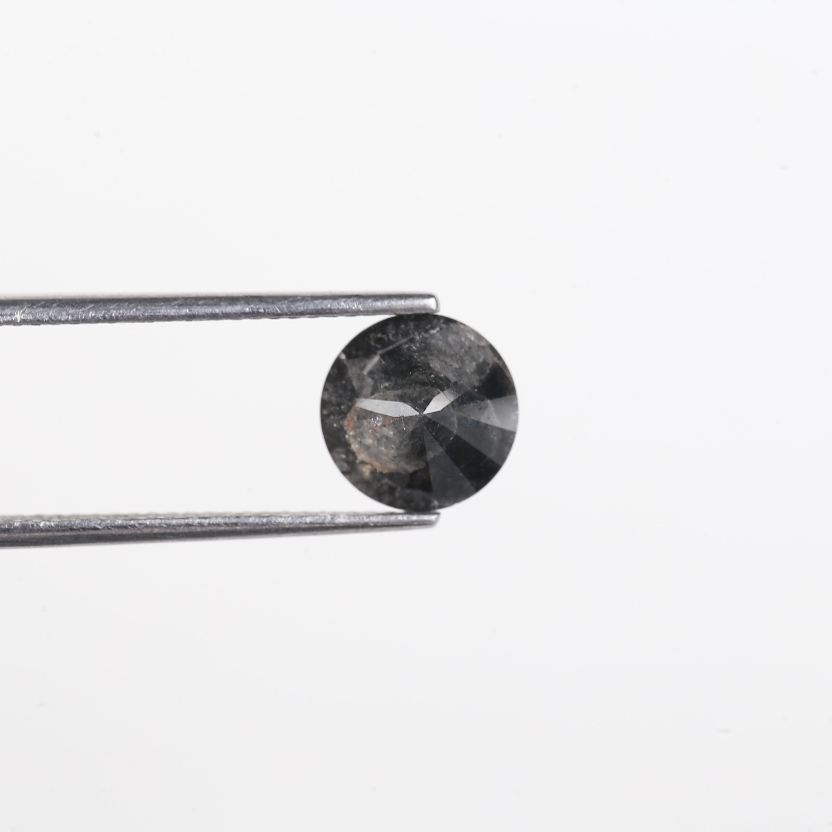 2.65 Carat Natural Fancy Black Round Salt And Pepper Diamond 8.90 MM