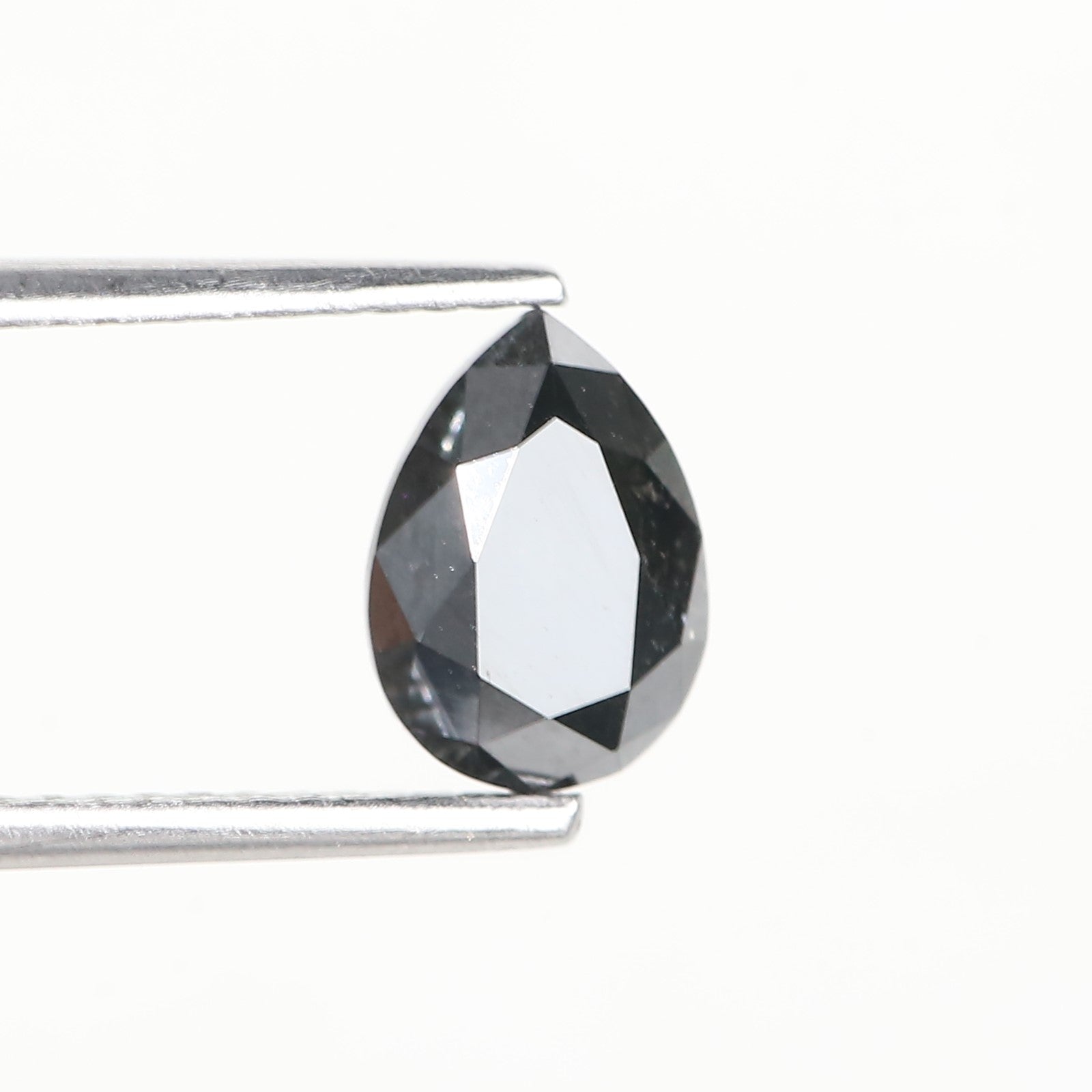 1.25 Carat Pear Cut Black Natural Loose Diamond 7.9 MM
