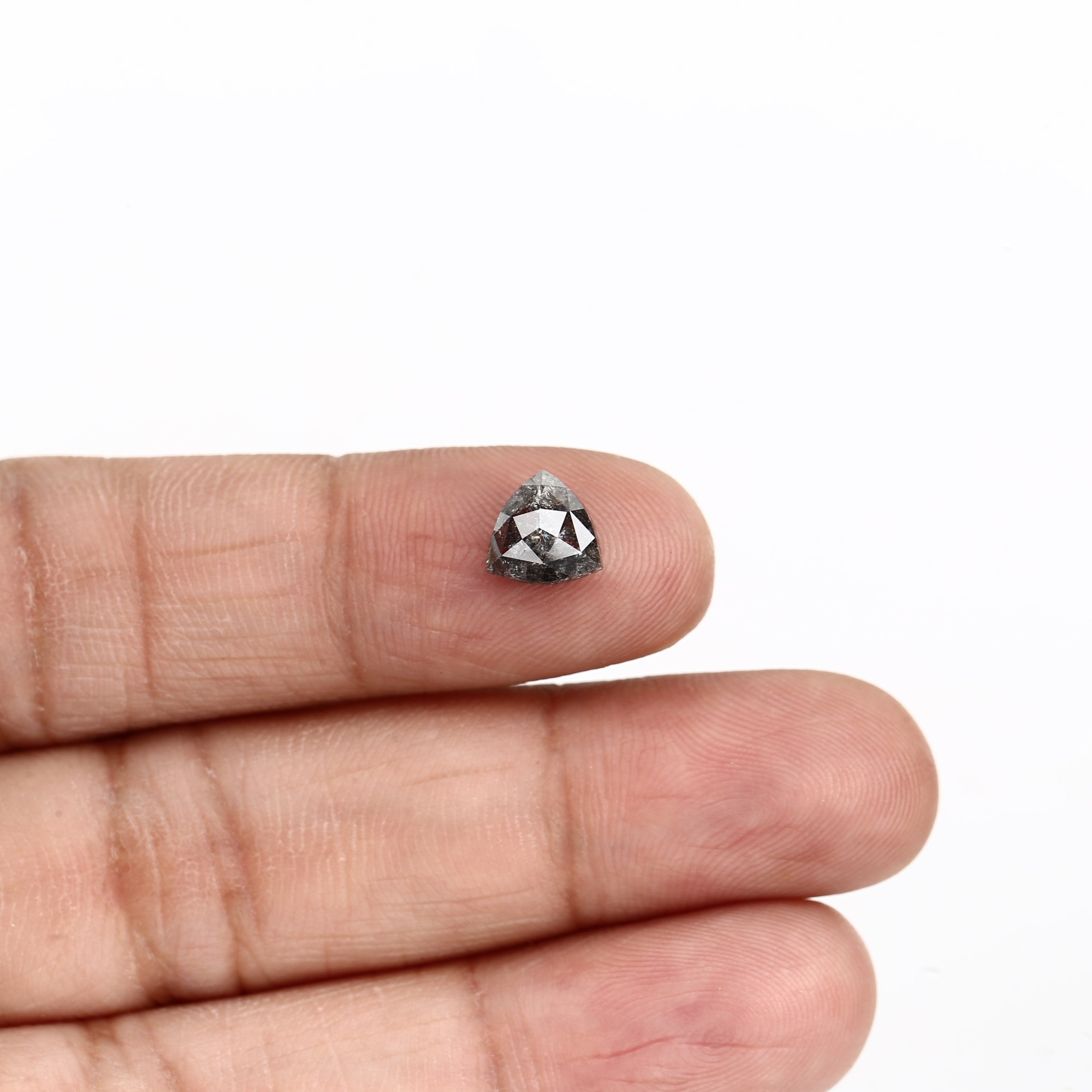 1.75 Carat 7.9 MM Natural Gray Trillion Cut Salt and Pepper Diamond - Blackdiamond