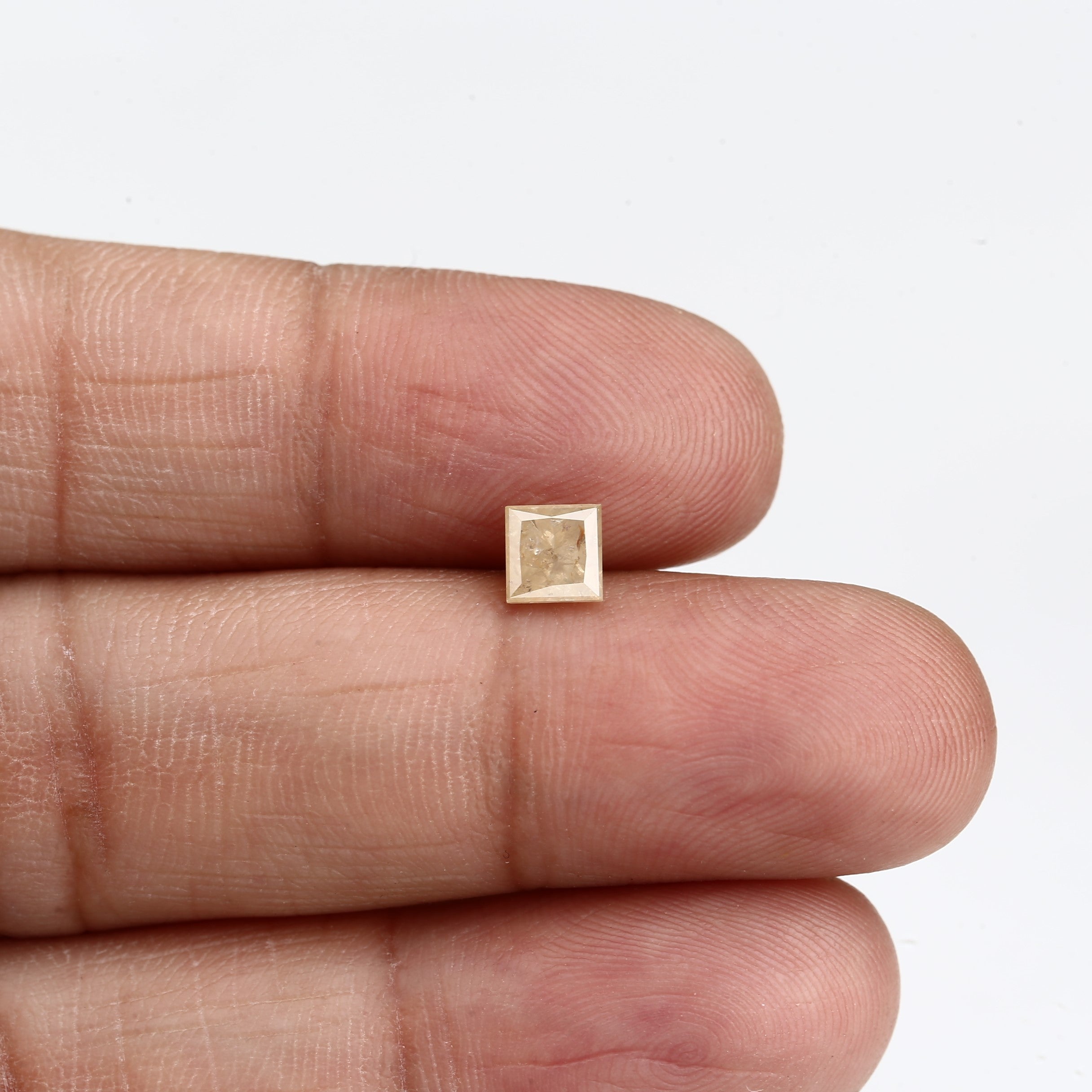 0.70 Carat 4.60 MM Peach Hue Salt and Pepper Princess Cut Diamond - Blackdiamond