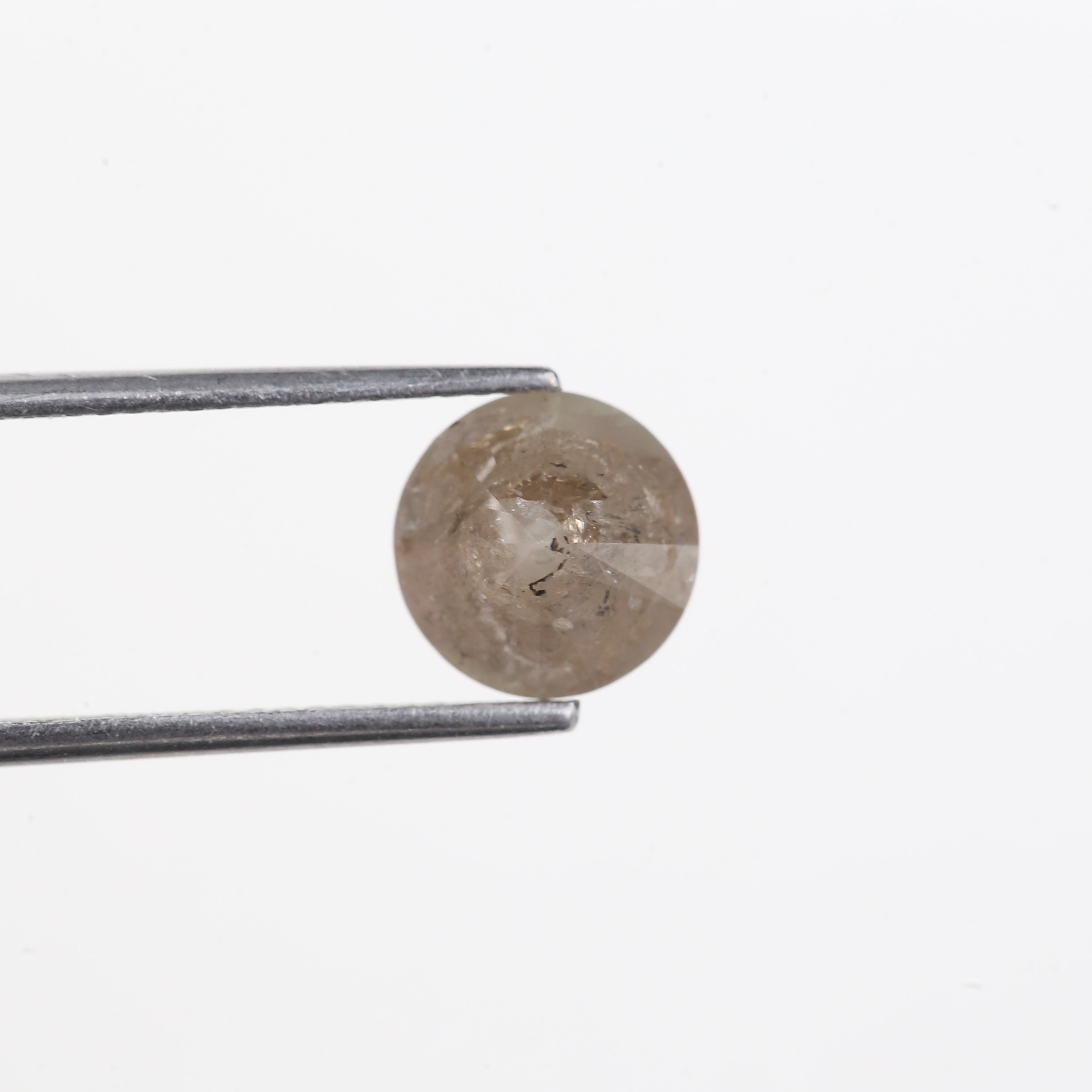 2.83 Carat Natural Grey Brown Round Salt And Pepper Diamond 8.20 MM