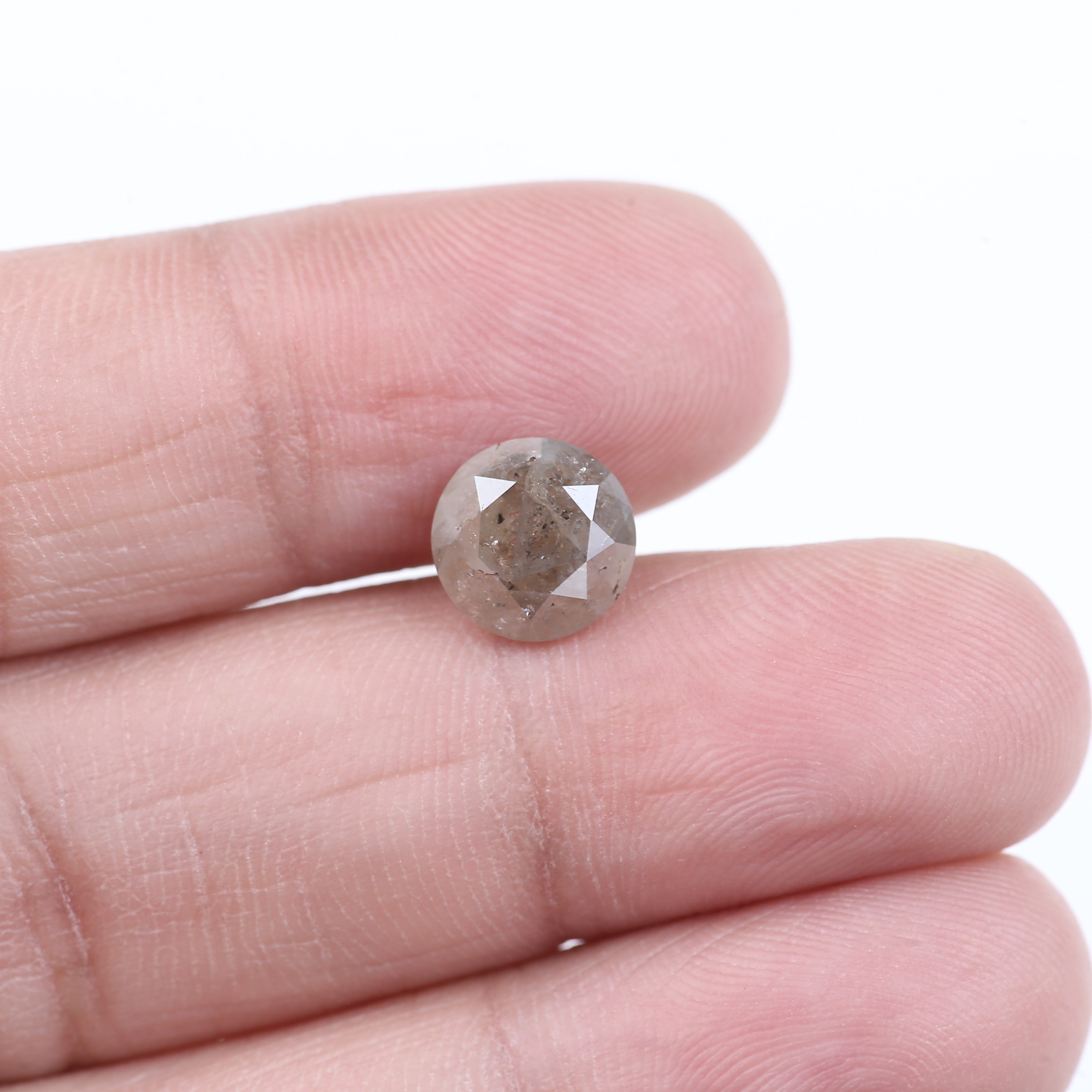2.83 Carat Natural Grey Brown Round Salt And Pepper Diamond 8.20 MM