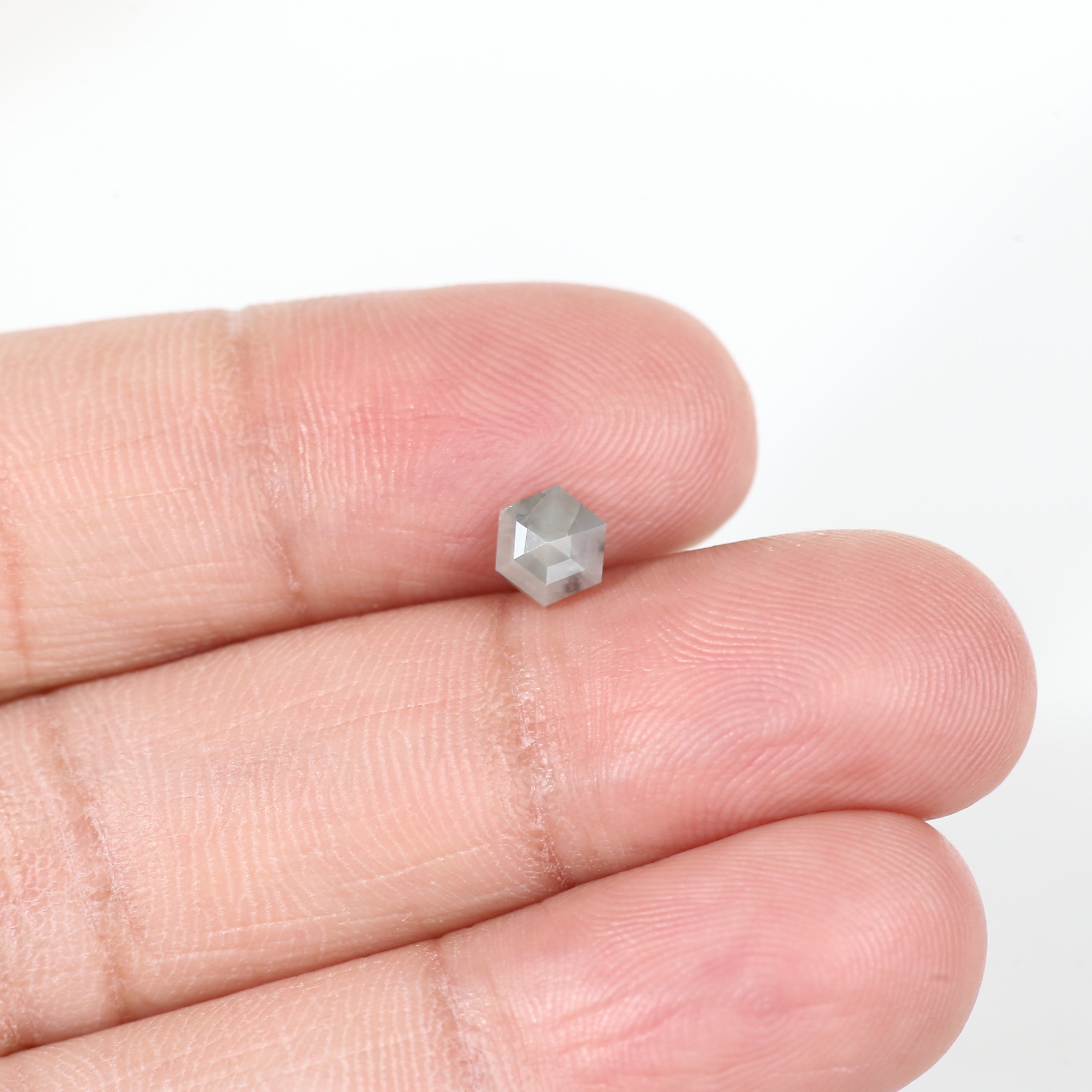 0.63 Carat Natural Grey Hexagon Salt and Pepper Diamond 5.5 MM