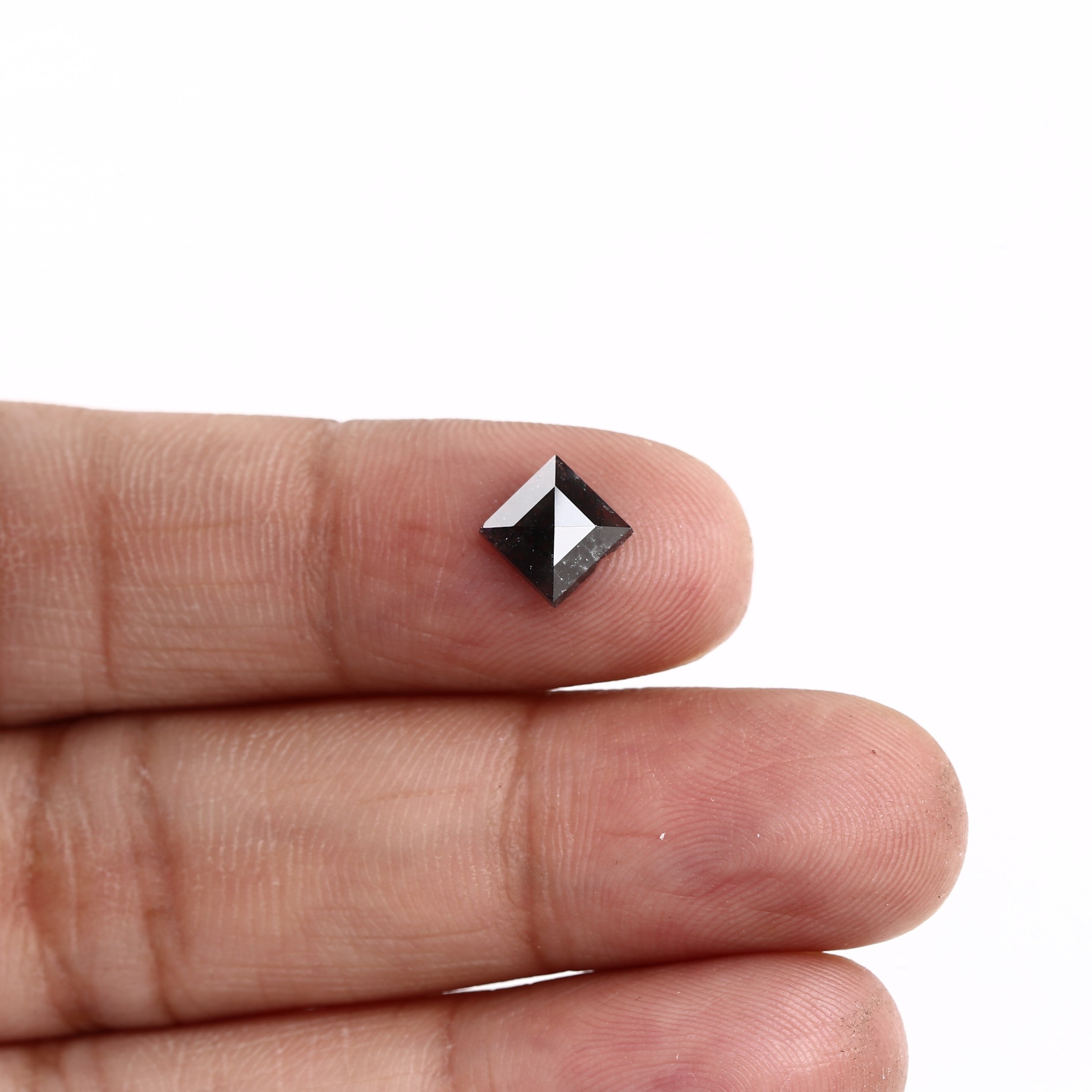 0.98ct 5.90 MM Natural Fancy Black Square Cut Salt and Pepper Diamond - Blackdiamond