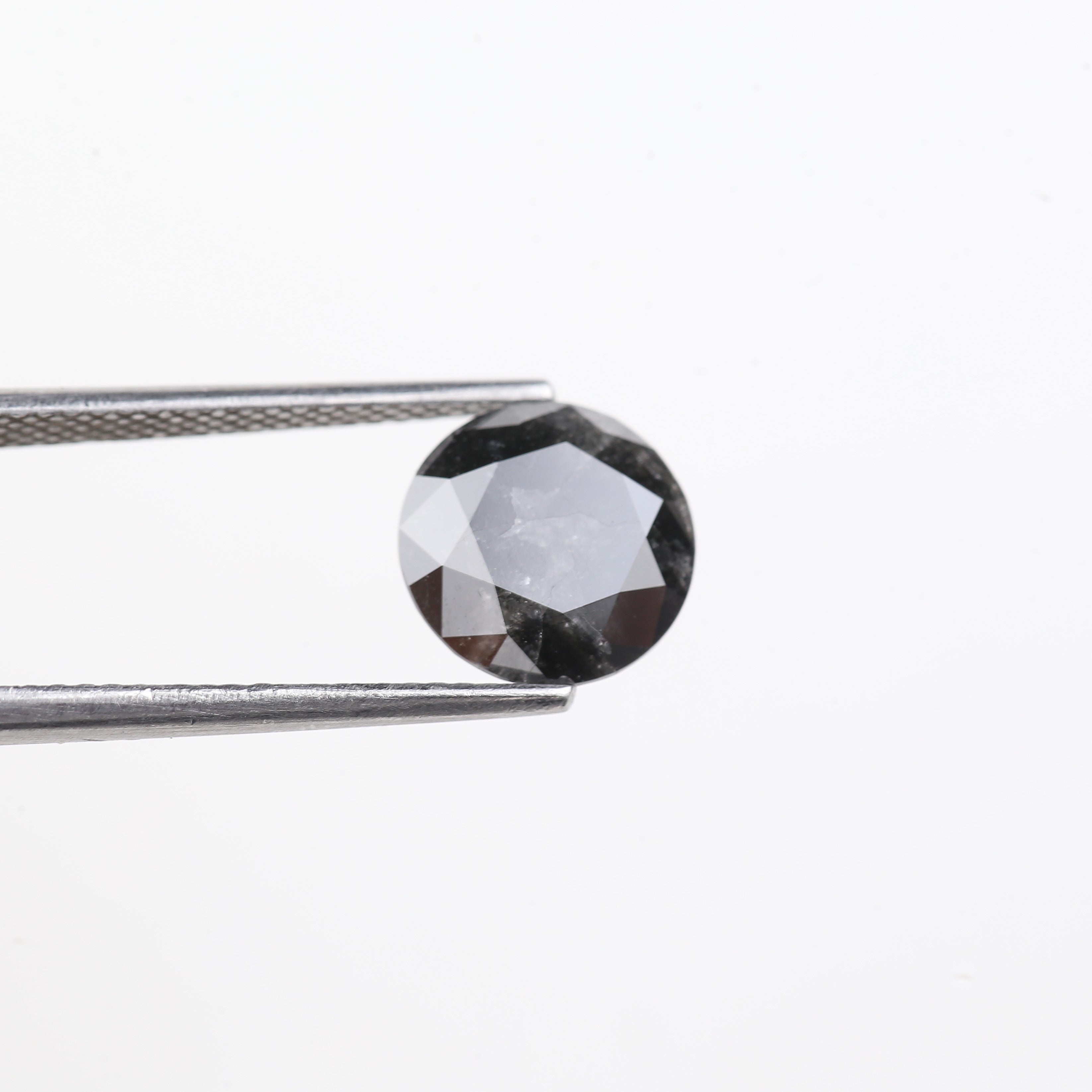 2.59 Carat Natural Black Round Salt And Pepper Diamond 8.80 MM