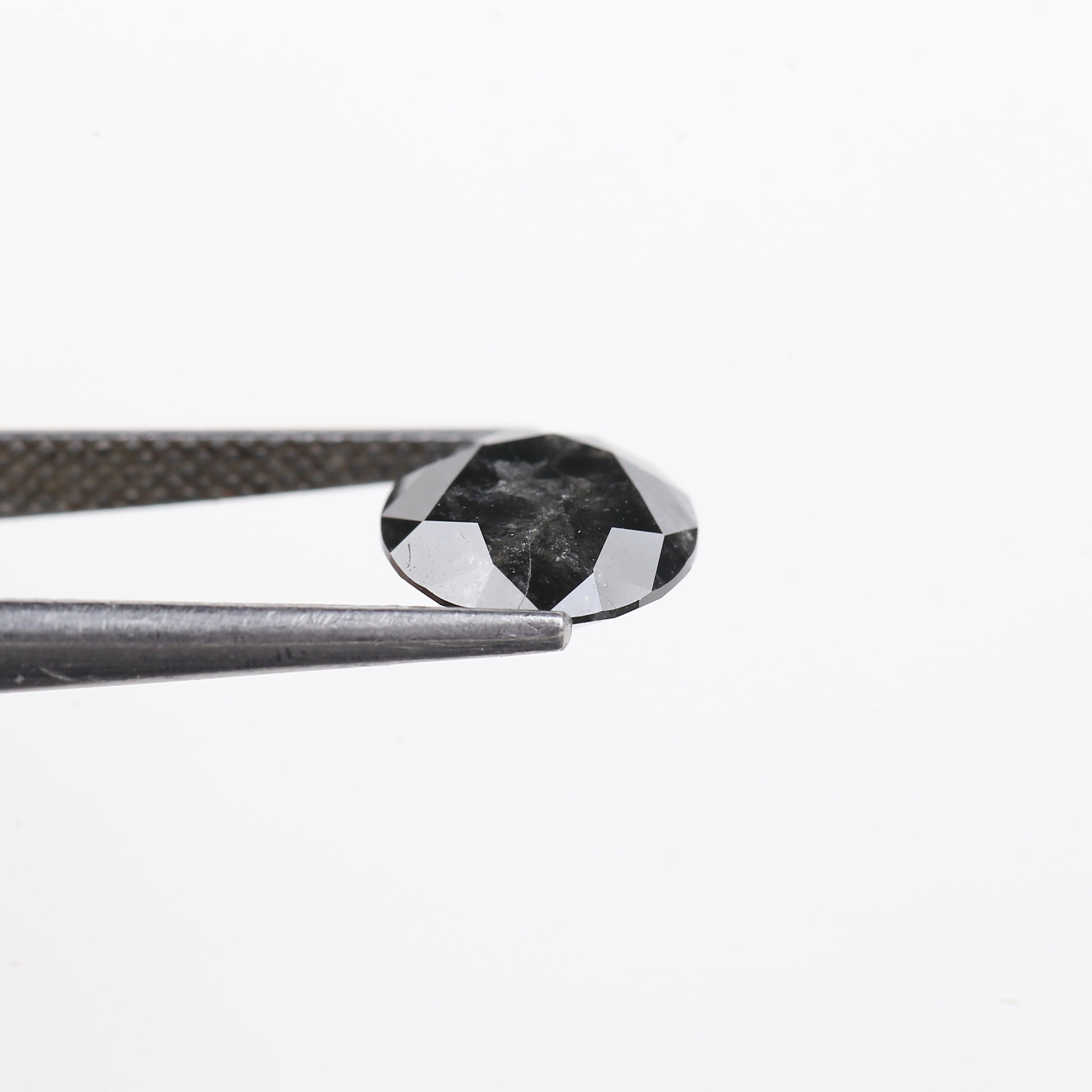 2.59 Carat Natural Black Round Salt And Pepper Diamond 8.80 MM