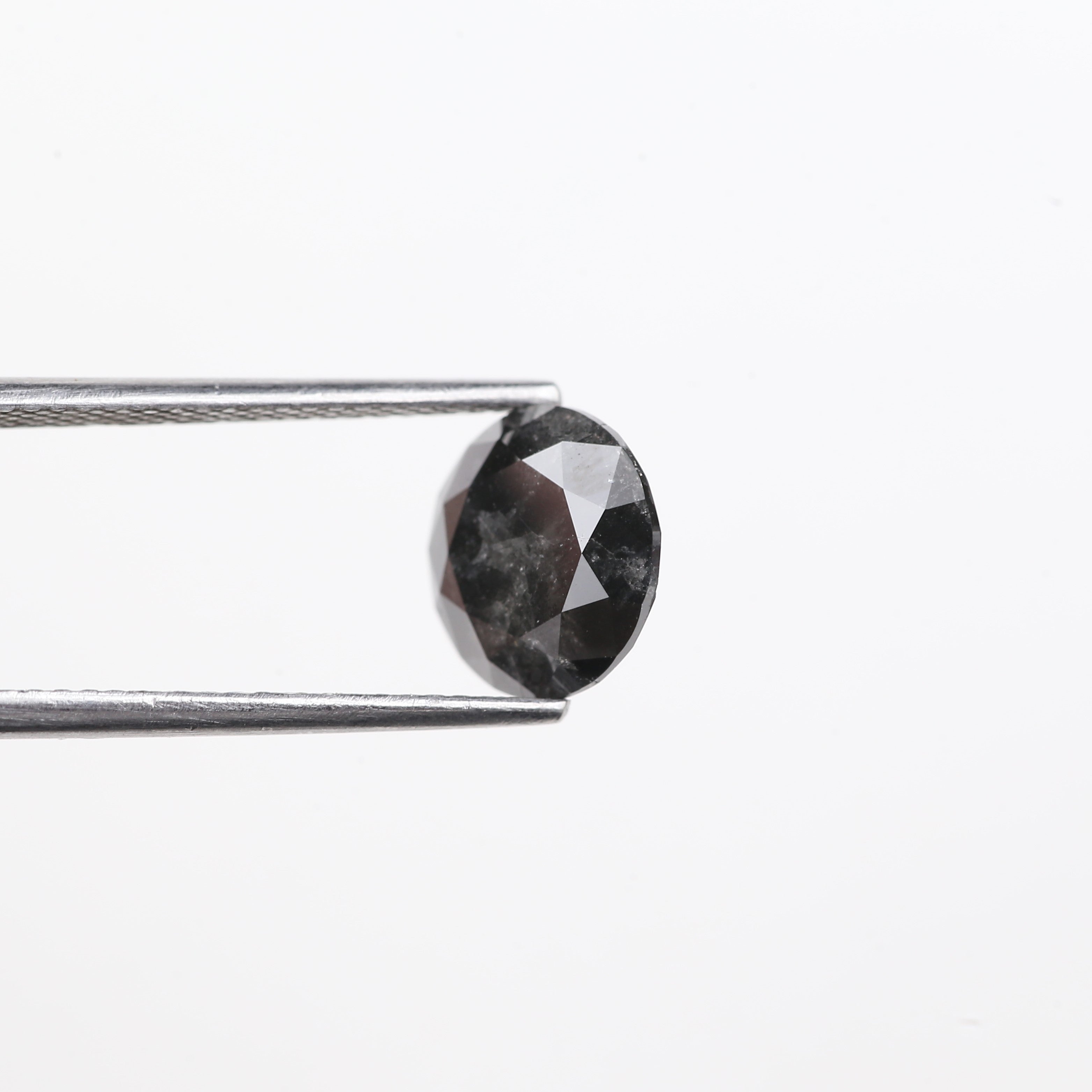 2.59 Carat Natural Black Round Salt And Pepper Diamond 8.80 MM