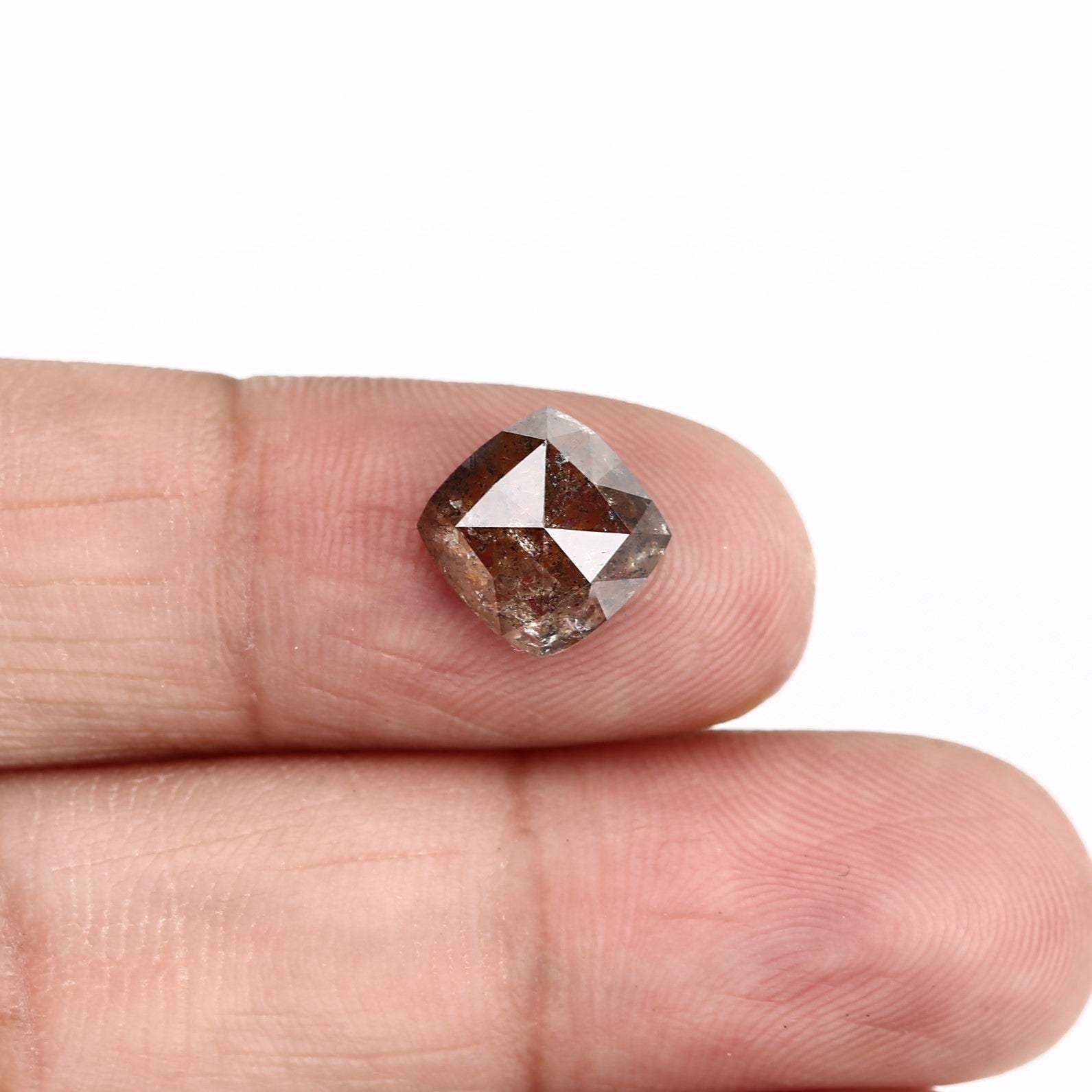8.3 X 8.3 X 3.8 MM 2.69 Carat Cushion Rose Cut Fancy Red Brown Salt and Pepper Diamond - Blackdiamond