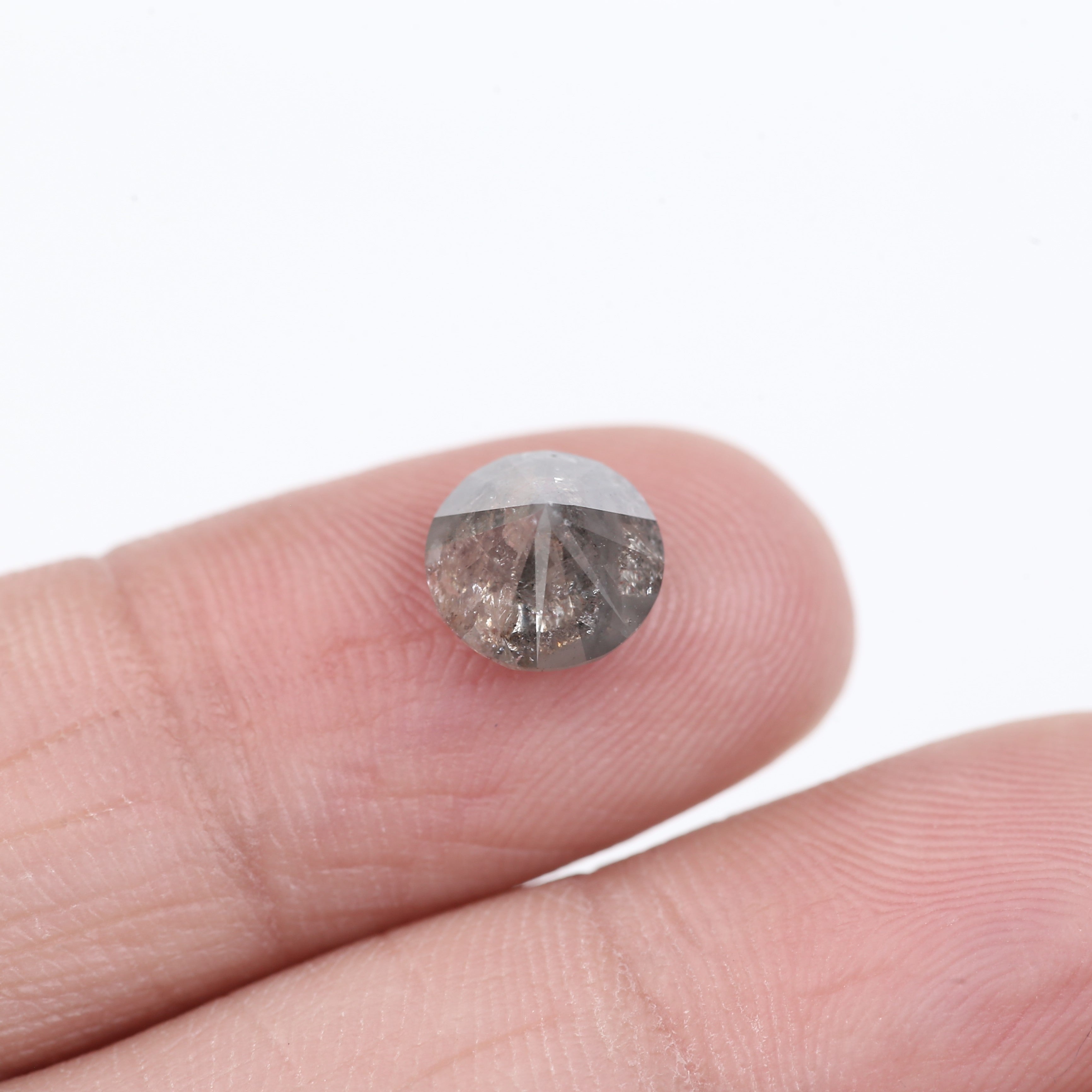 2 Carat Salt And Pepper Diamond Natural Grey Round Cut Diamond 7.65 MM